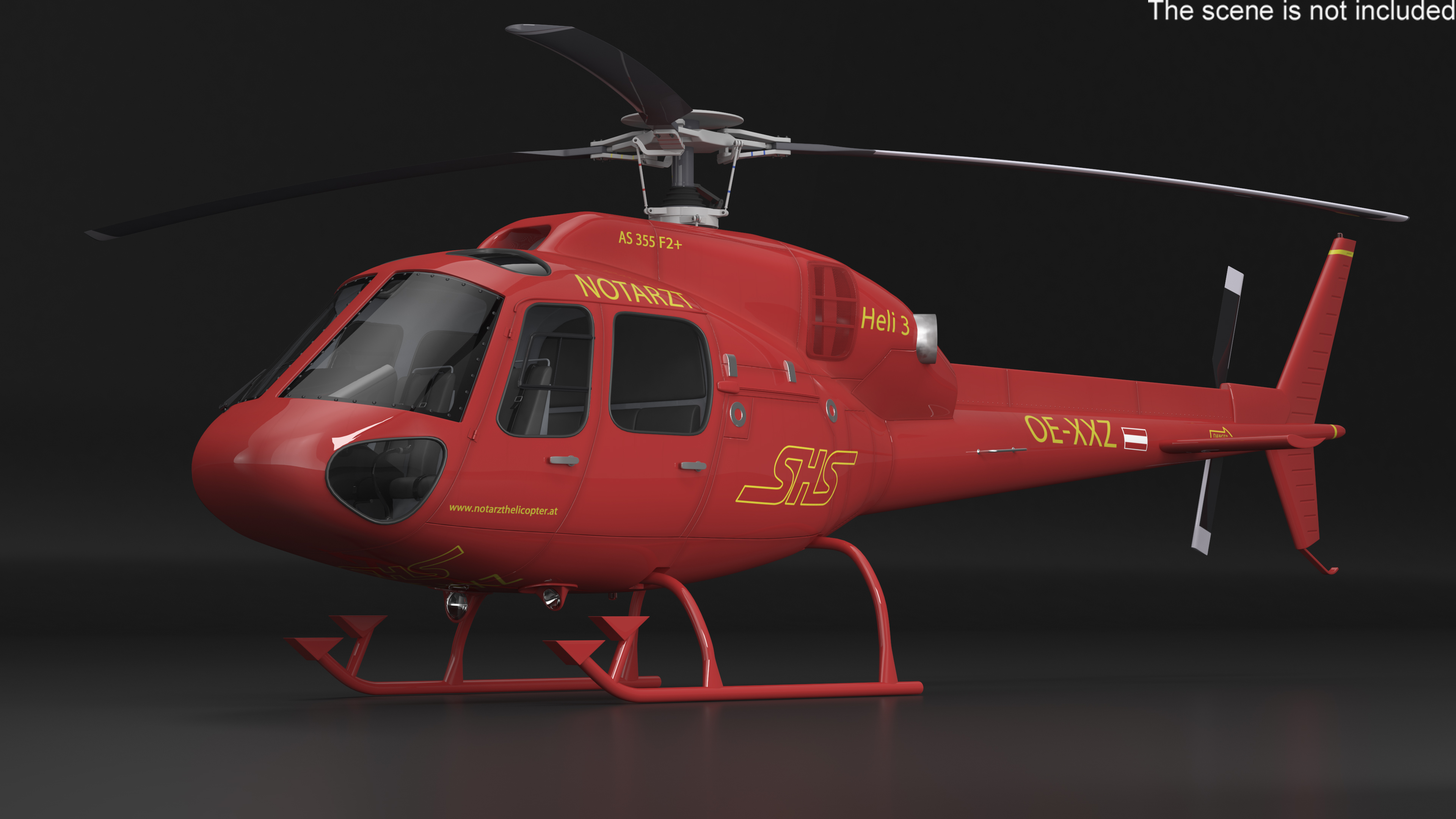 3D Aviation Services Helicopter Eurocopter AS355 Rigged for Maya