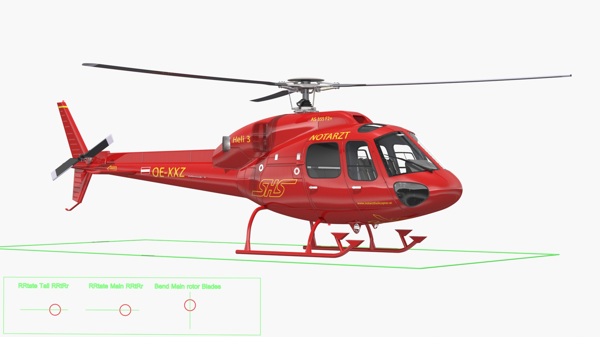 3D Aviation Services Helicopter Eurocopter AS355 Rigged for Maya