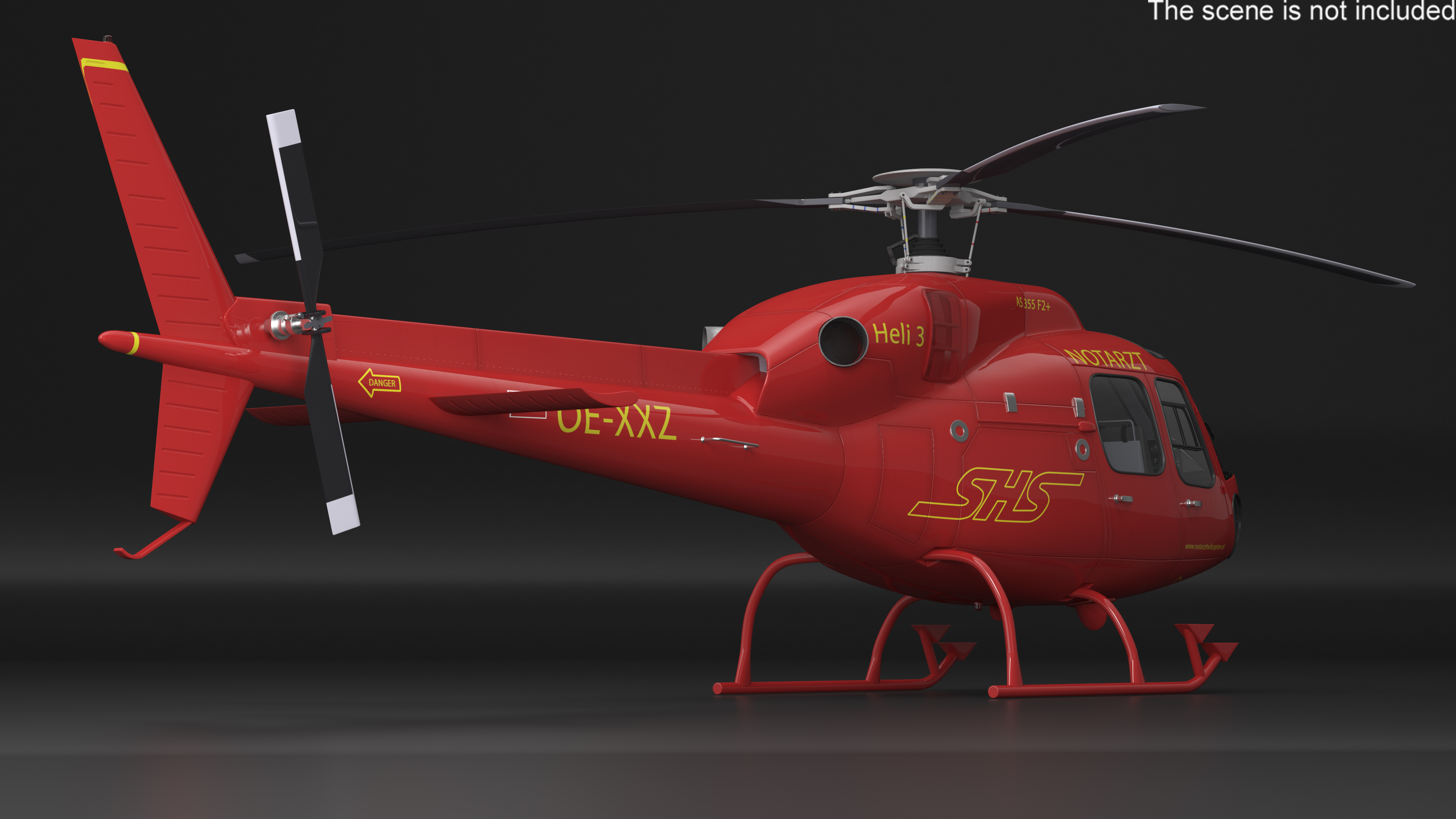 3D Aviation Services Helicopter Eurocopter AS355 Rigged for Maya