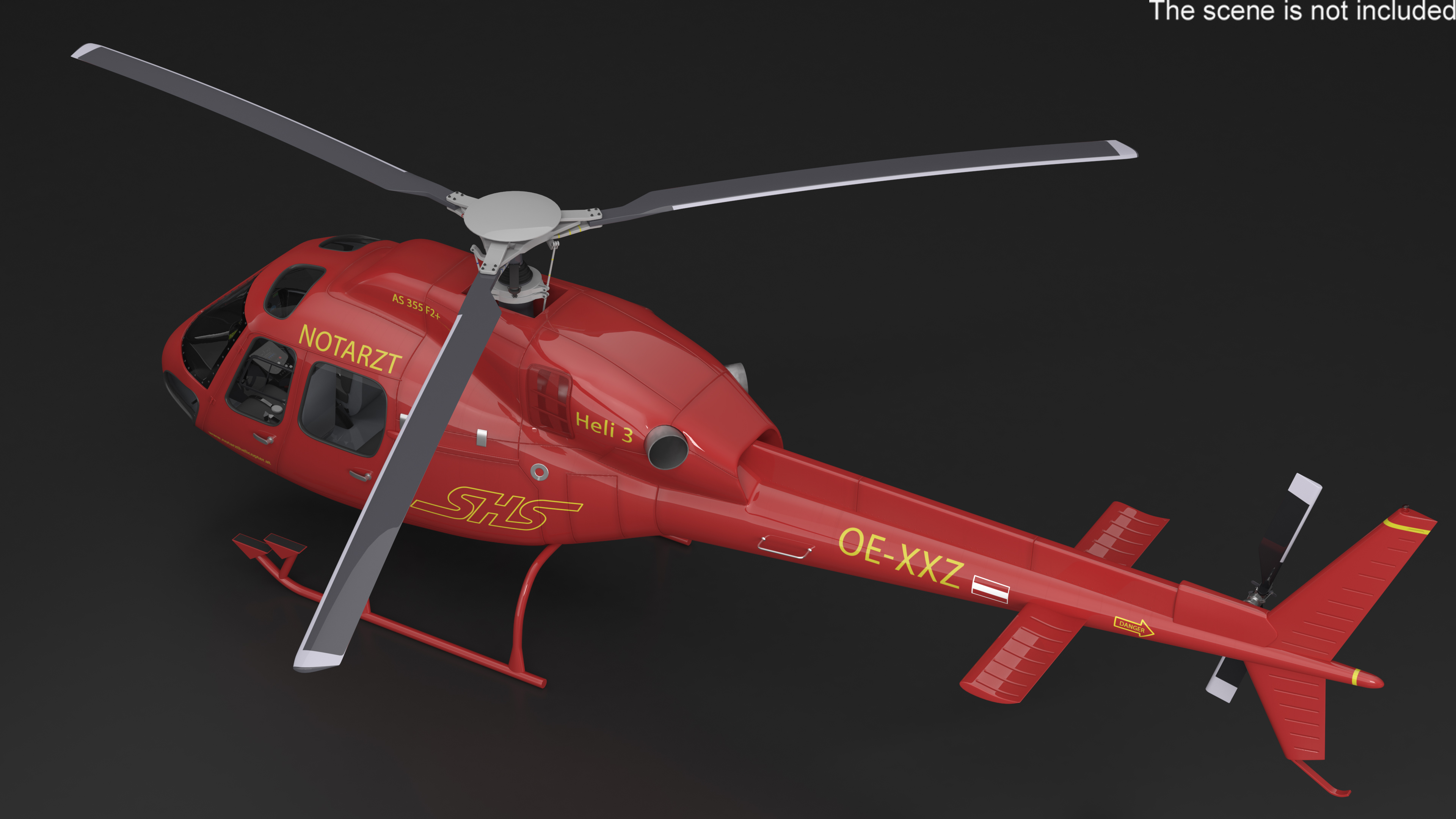 3D Aviation Services Helicopter Eurocopter AS355 Rigged for Maya