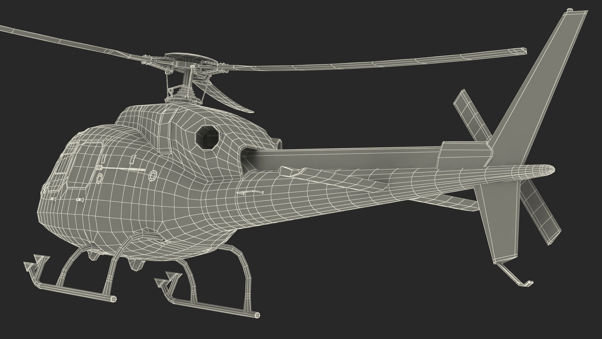 3D Aviation Services Helicopter Eurocopter AS355 Rigged for Maya