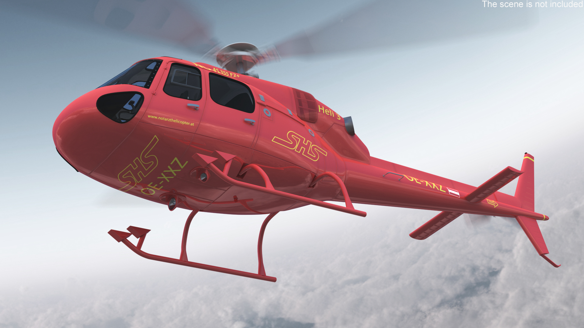 3D Aviation Services Helicopter Eurocopter AS355 Rigged for Maya