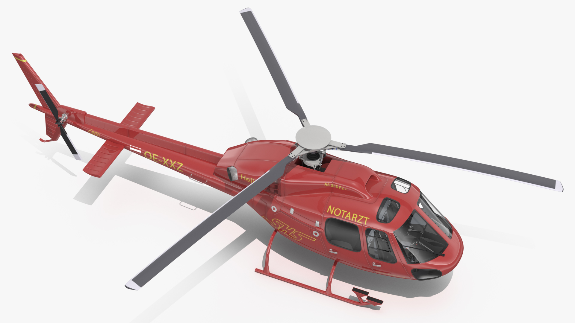 3D Aviation Services Helicopter Eurocopter AS355 Rigged for Maya