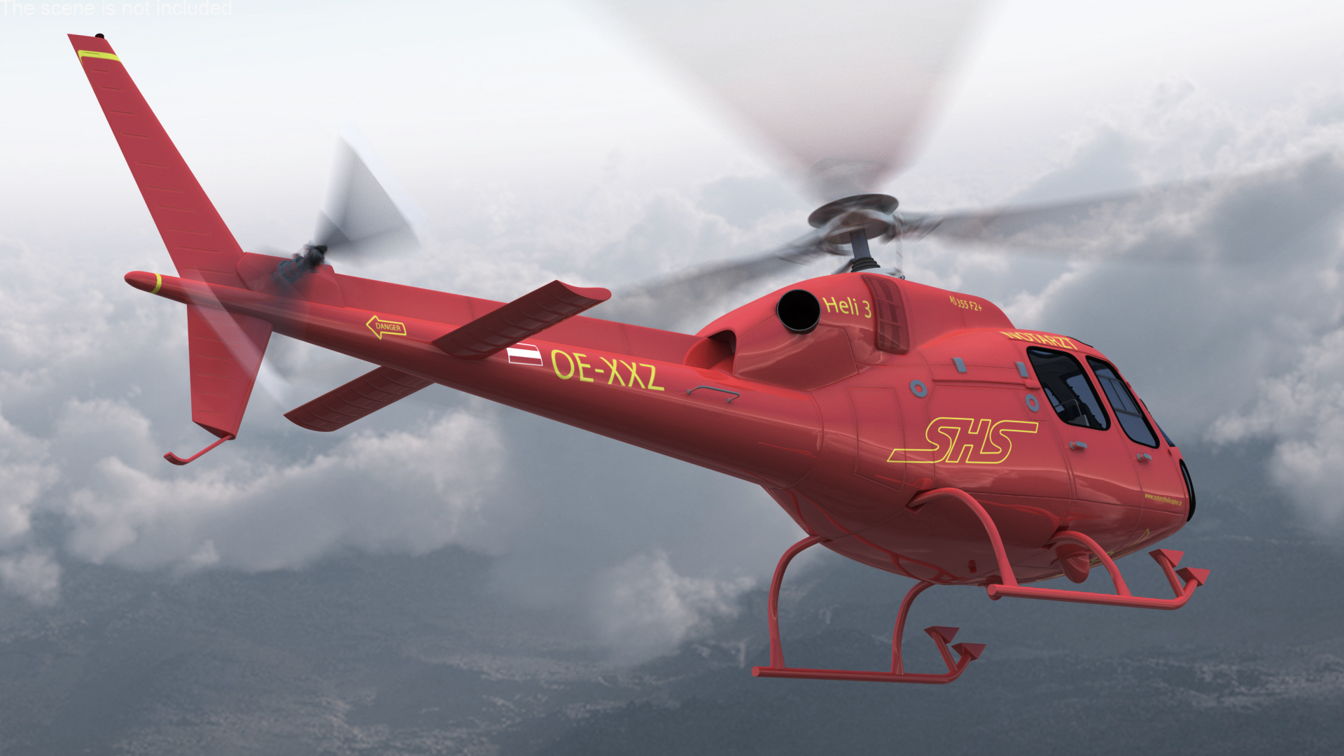 3D Aviation Services Helicopter Eurocopter AS355 Rigged for Maya