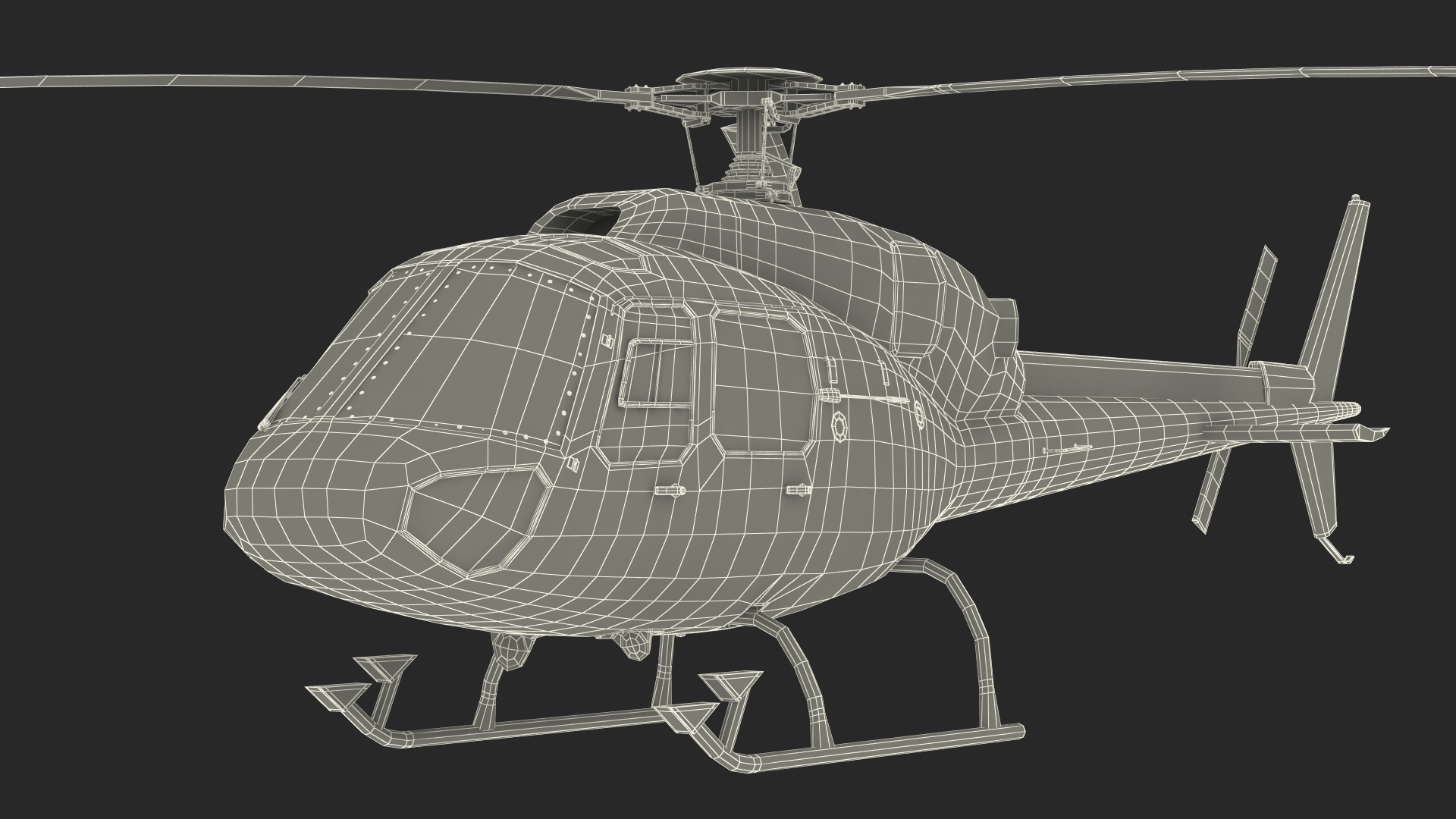 3D Aviation Services Helicopter Eurocopter AS355 Rigged for Maya
