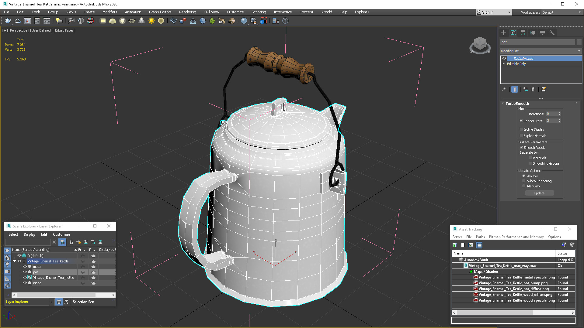 3D model Vintage Enamel Tea Kettle