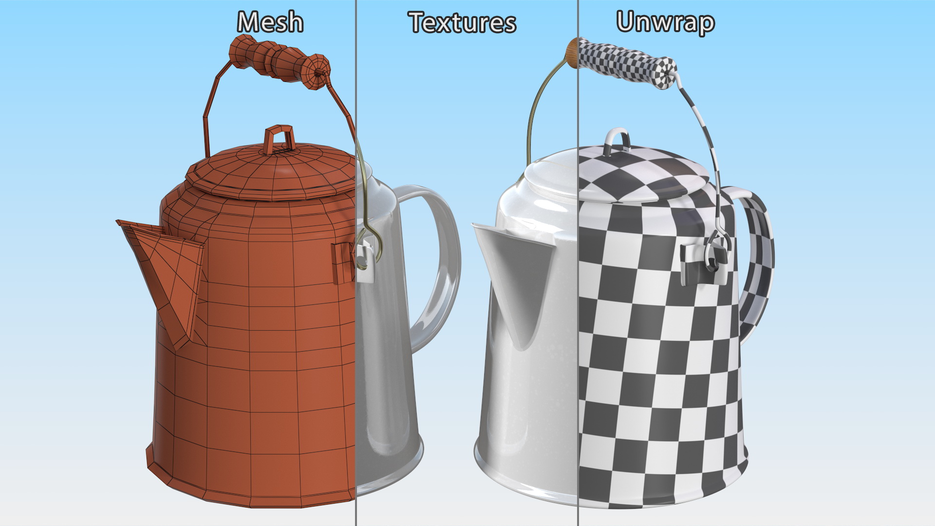 3D model Vintage Enamel Tea Kettle