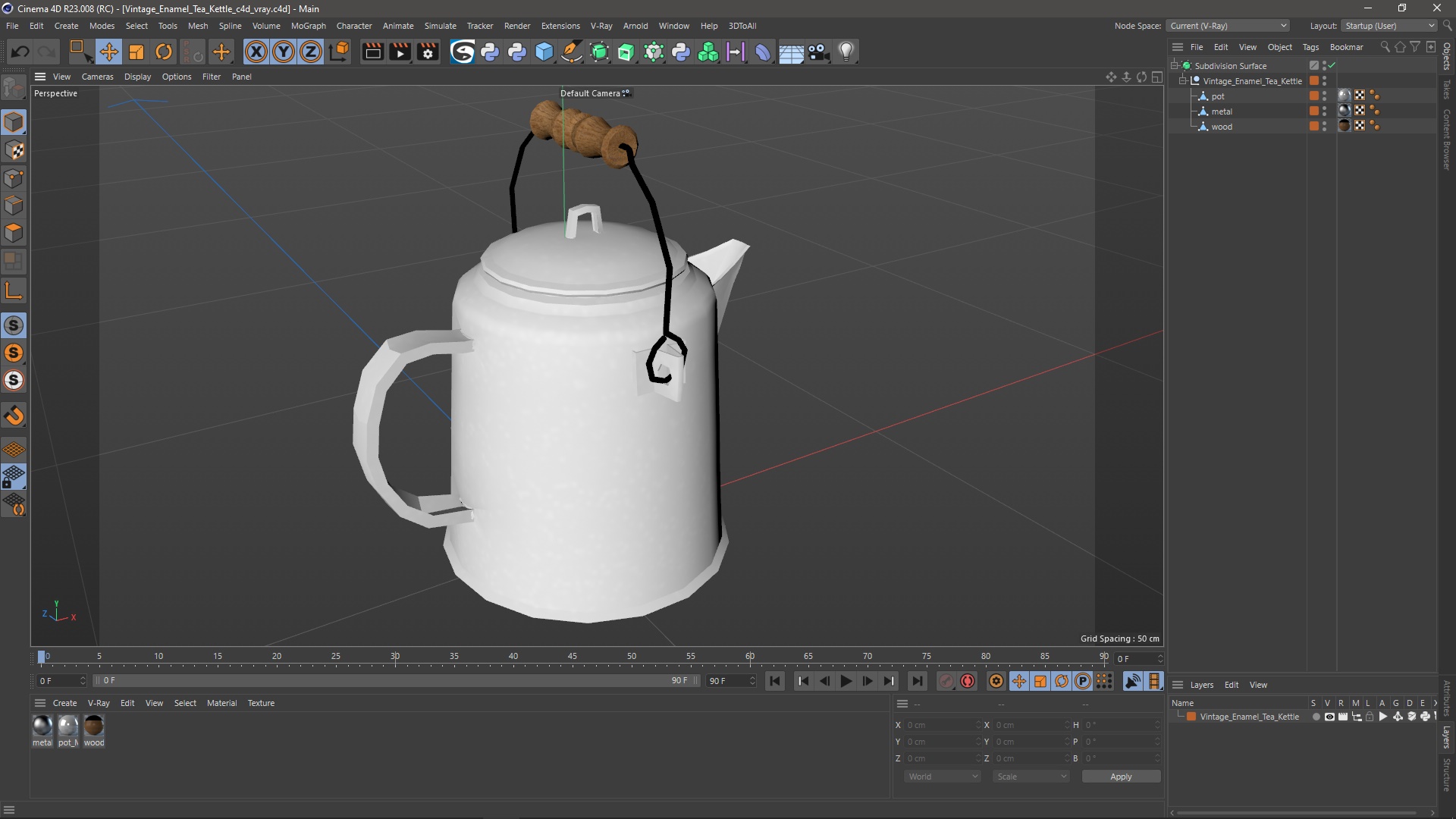 3D model Vintage Enamel Tea Kettle