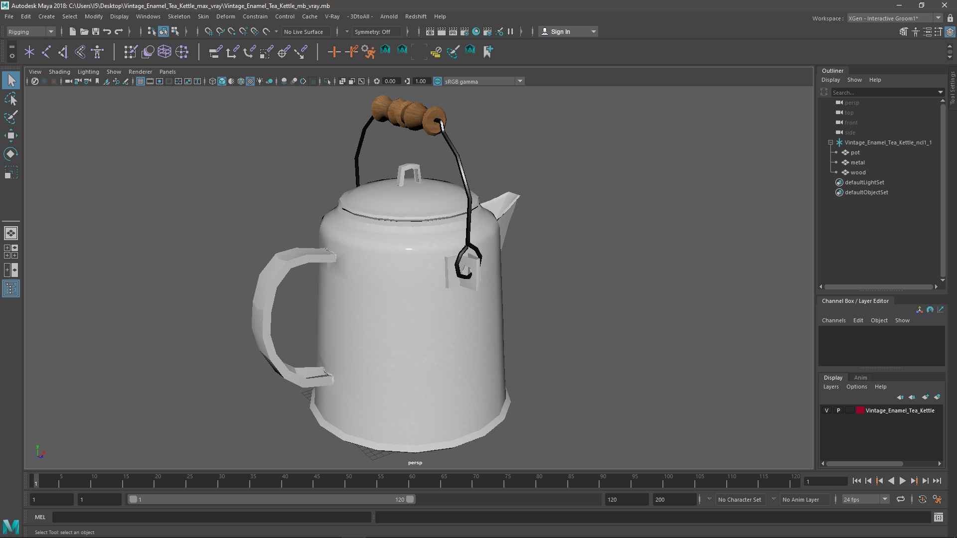 3D model Vintage Enamel Tea Kettle