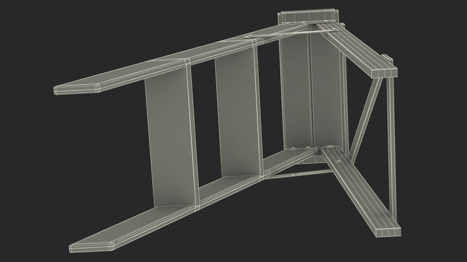 3D Vintage Wooden Step Ladder