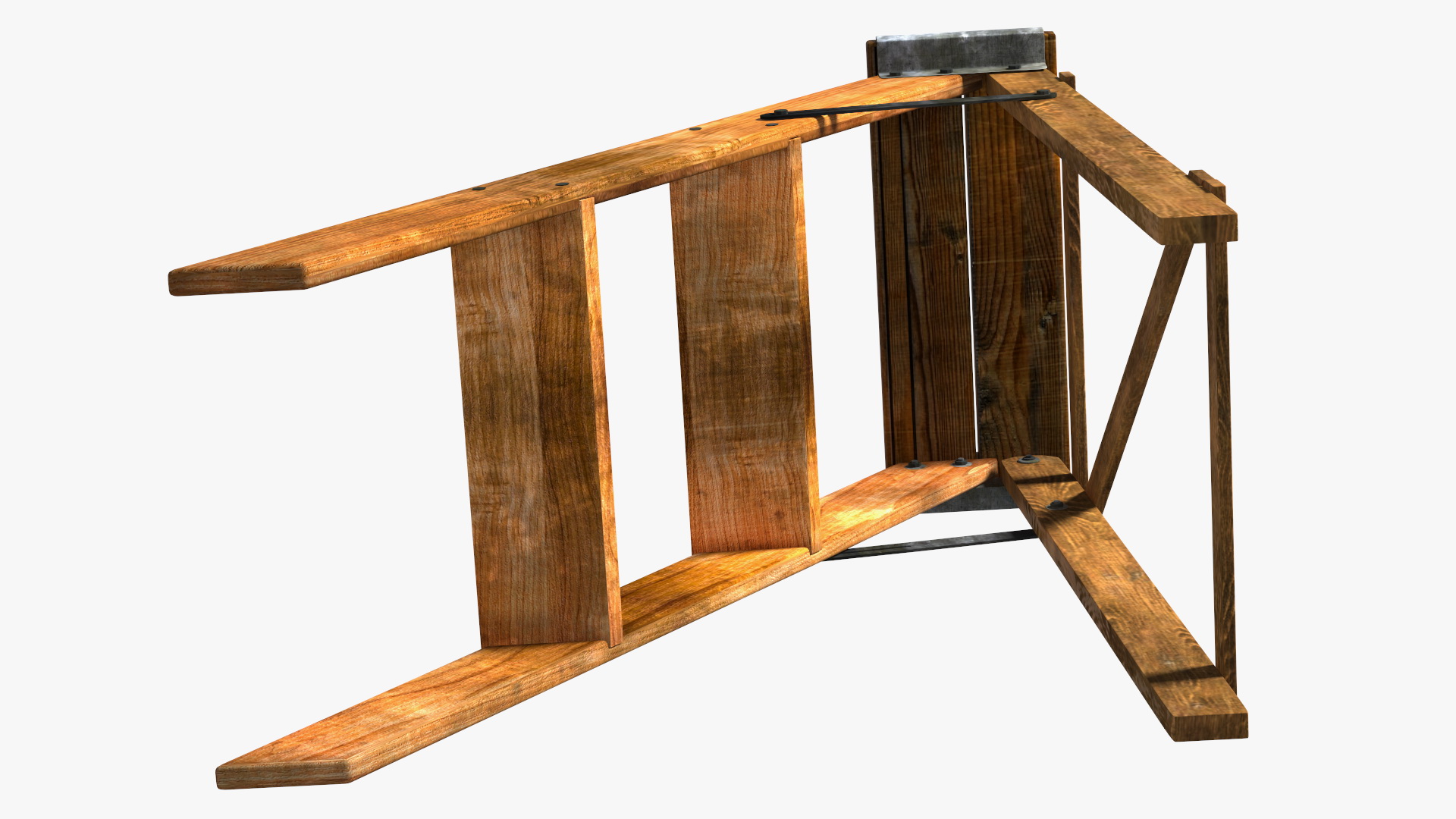 3D Vintage Wooden Step Ladder