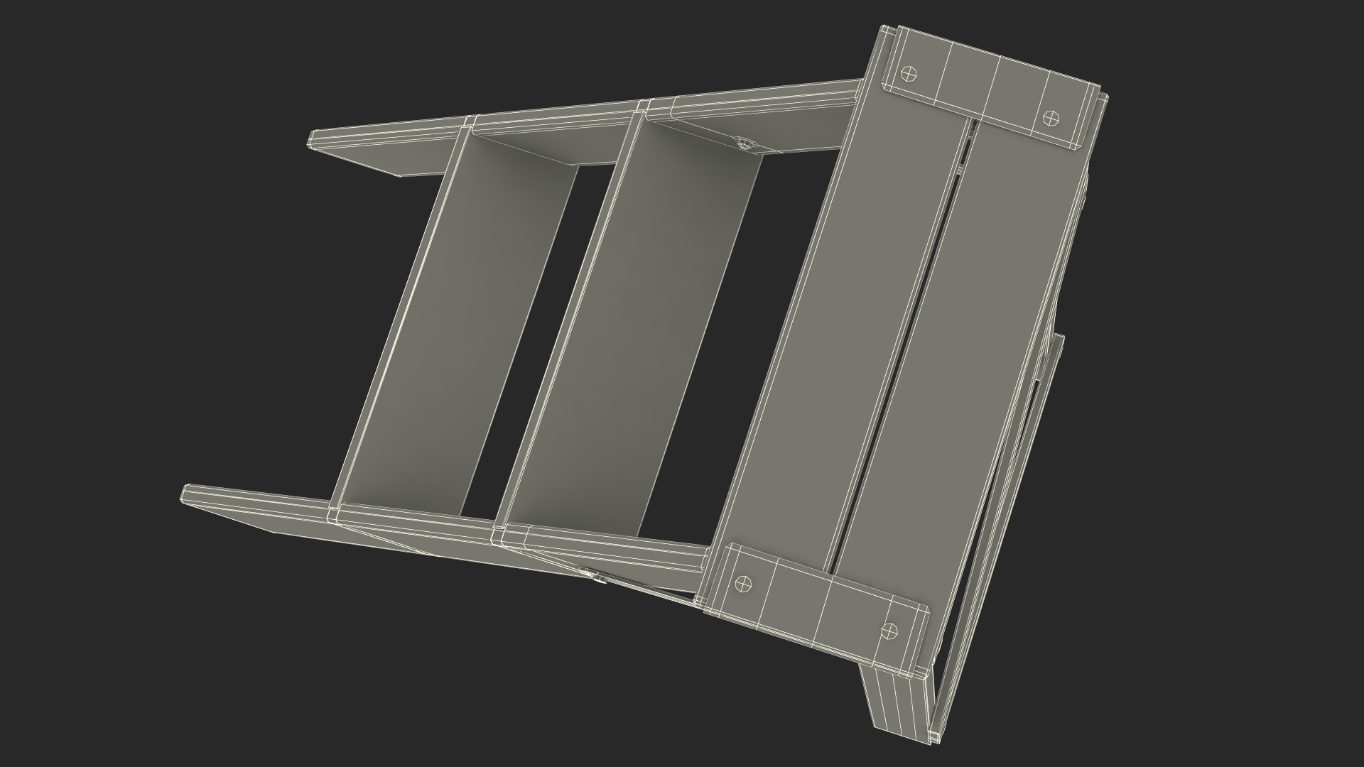 3D Vintage Wooden Step Ladder