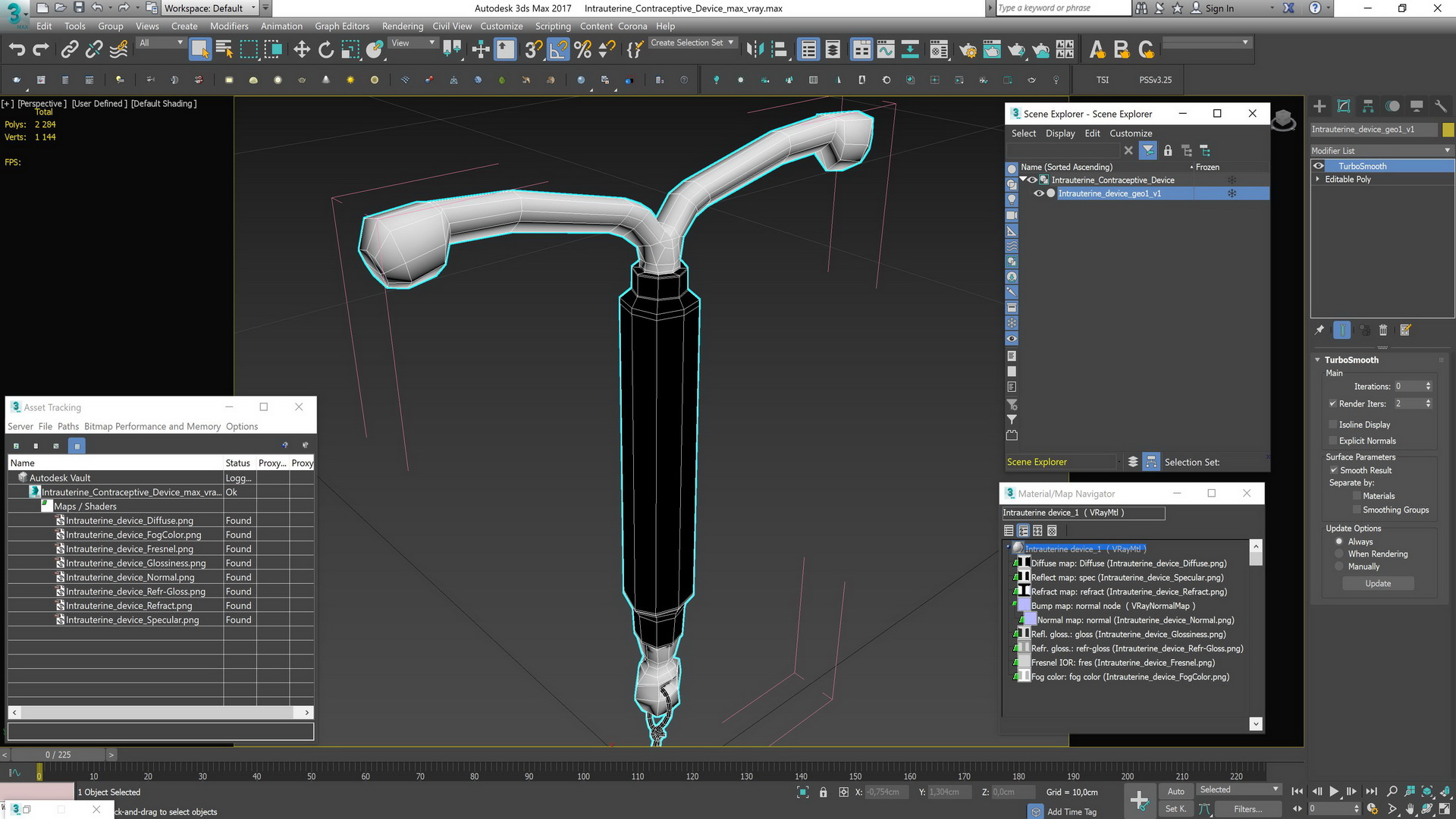 3D Intrauterine Contraceptive Device model