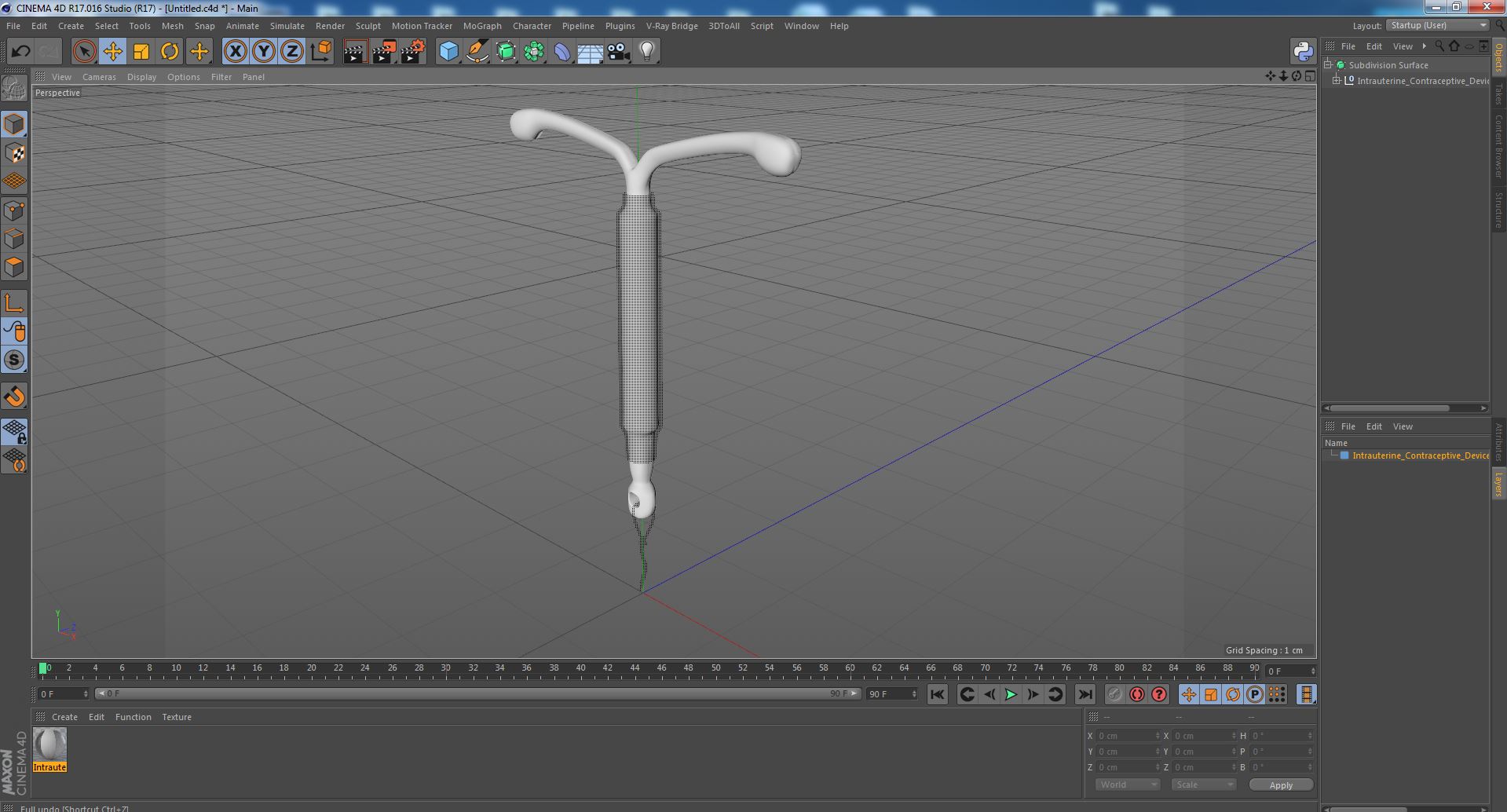 3D Intrauterine Contraceptive Device model