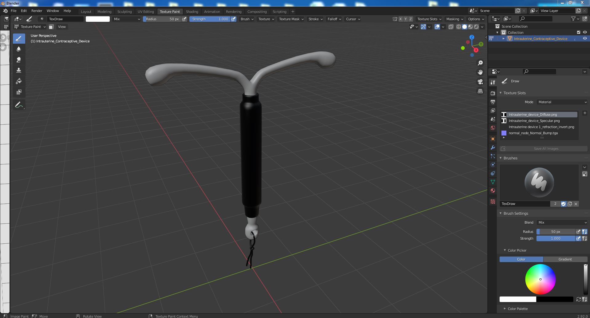 3D Intrauterine Contraceptive Device model