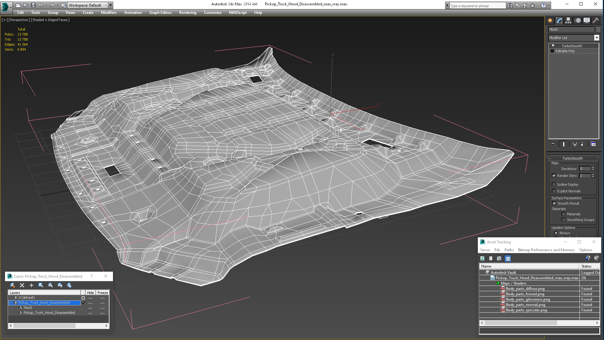 3D model Pickup Truck Hood Disassembled