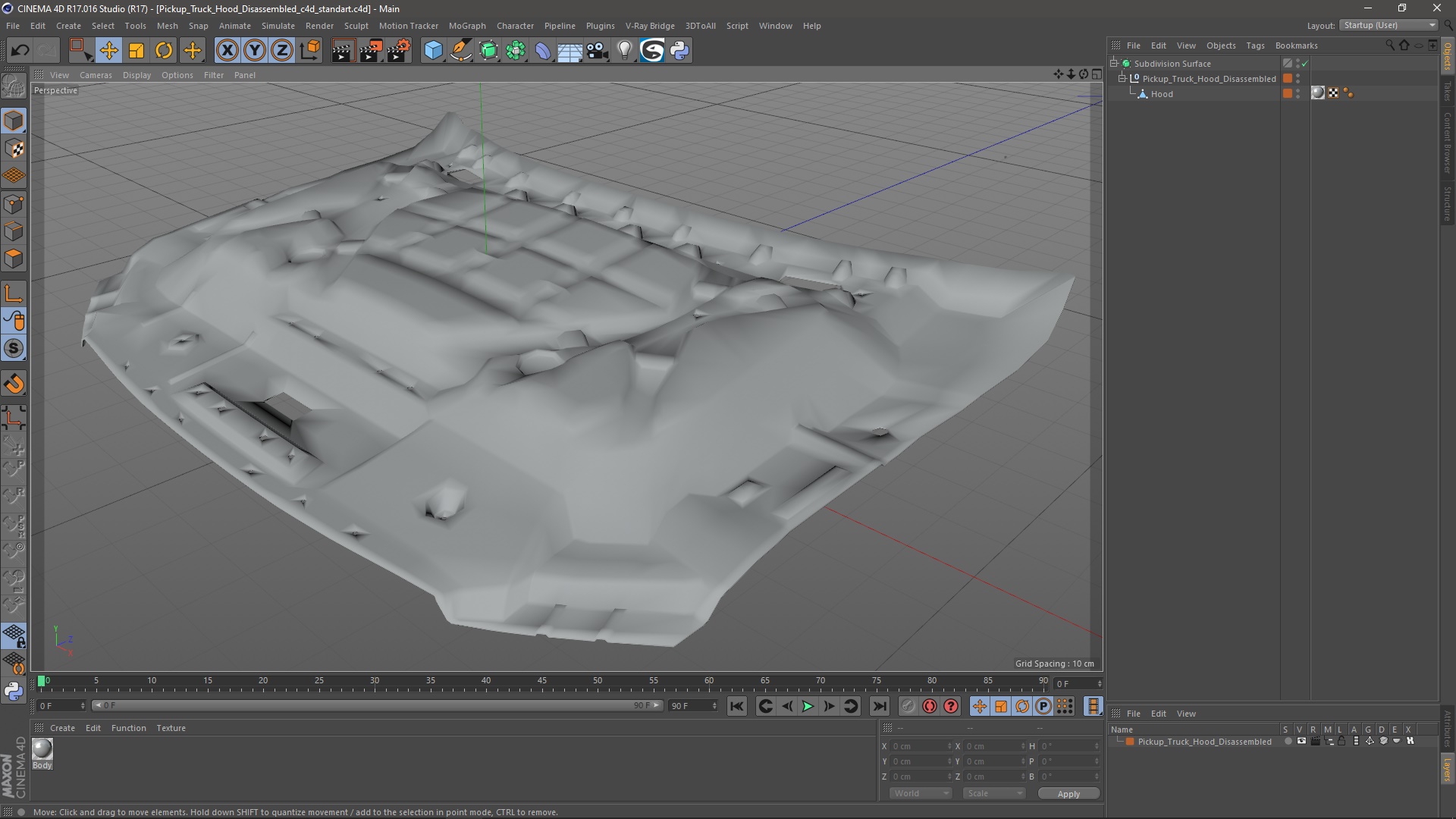 3D model Pickup Truck Hood Disassembled
