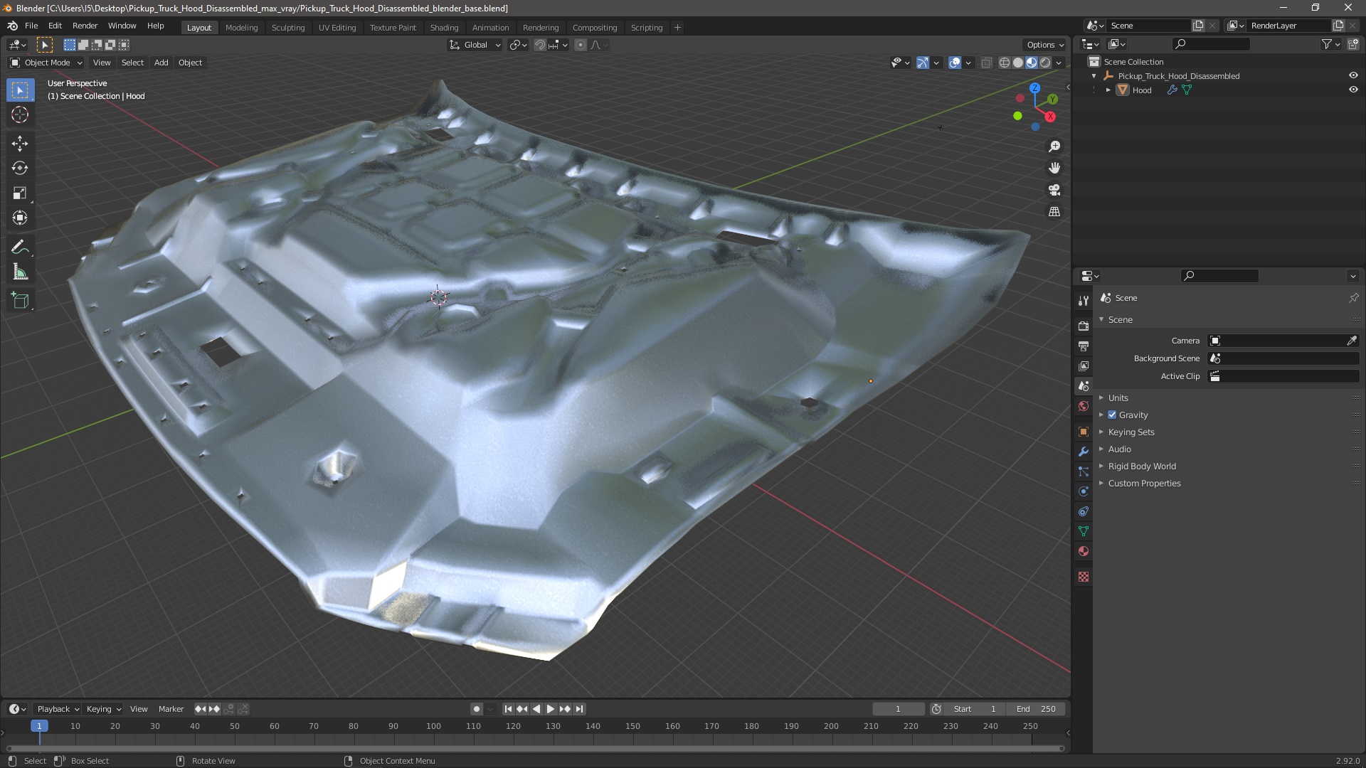 3D model Pickup Truck Hood Disassembled