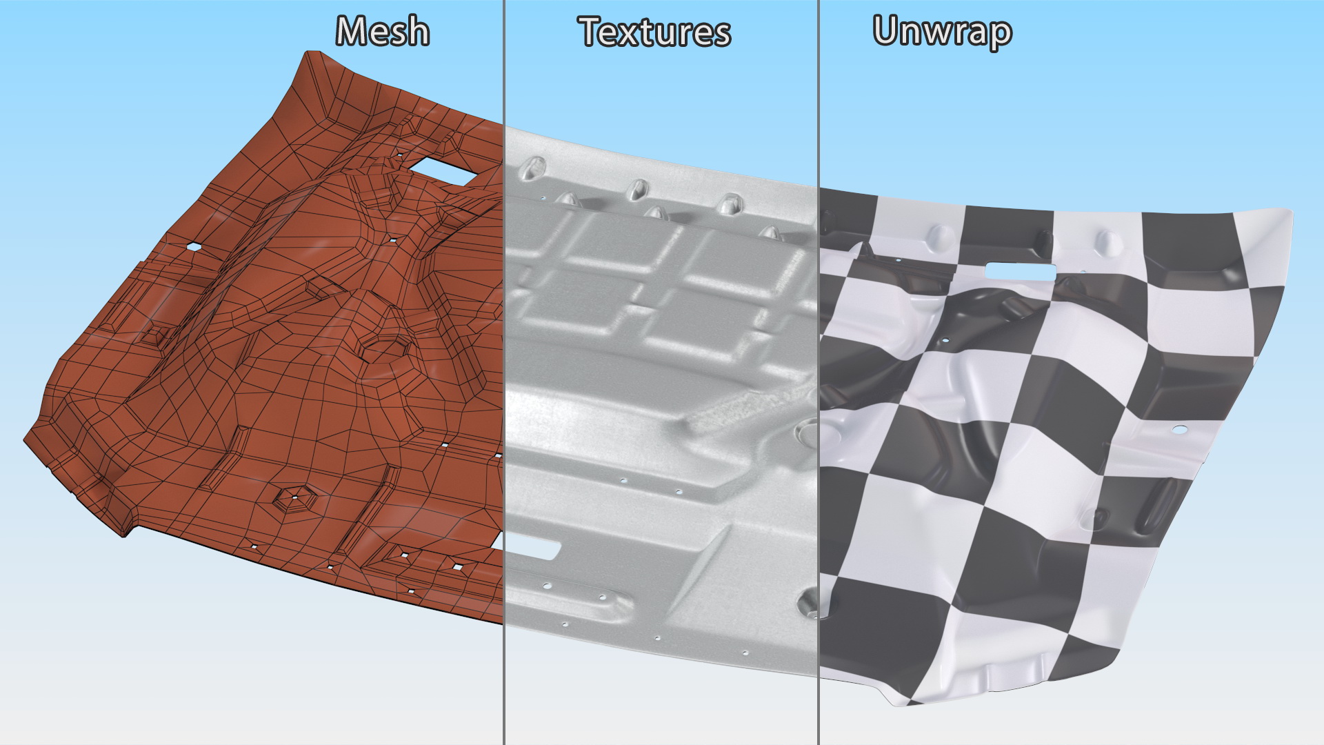 3D model Pickup Truck Hood Disassembled