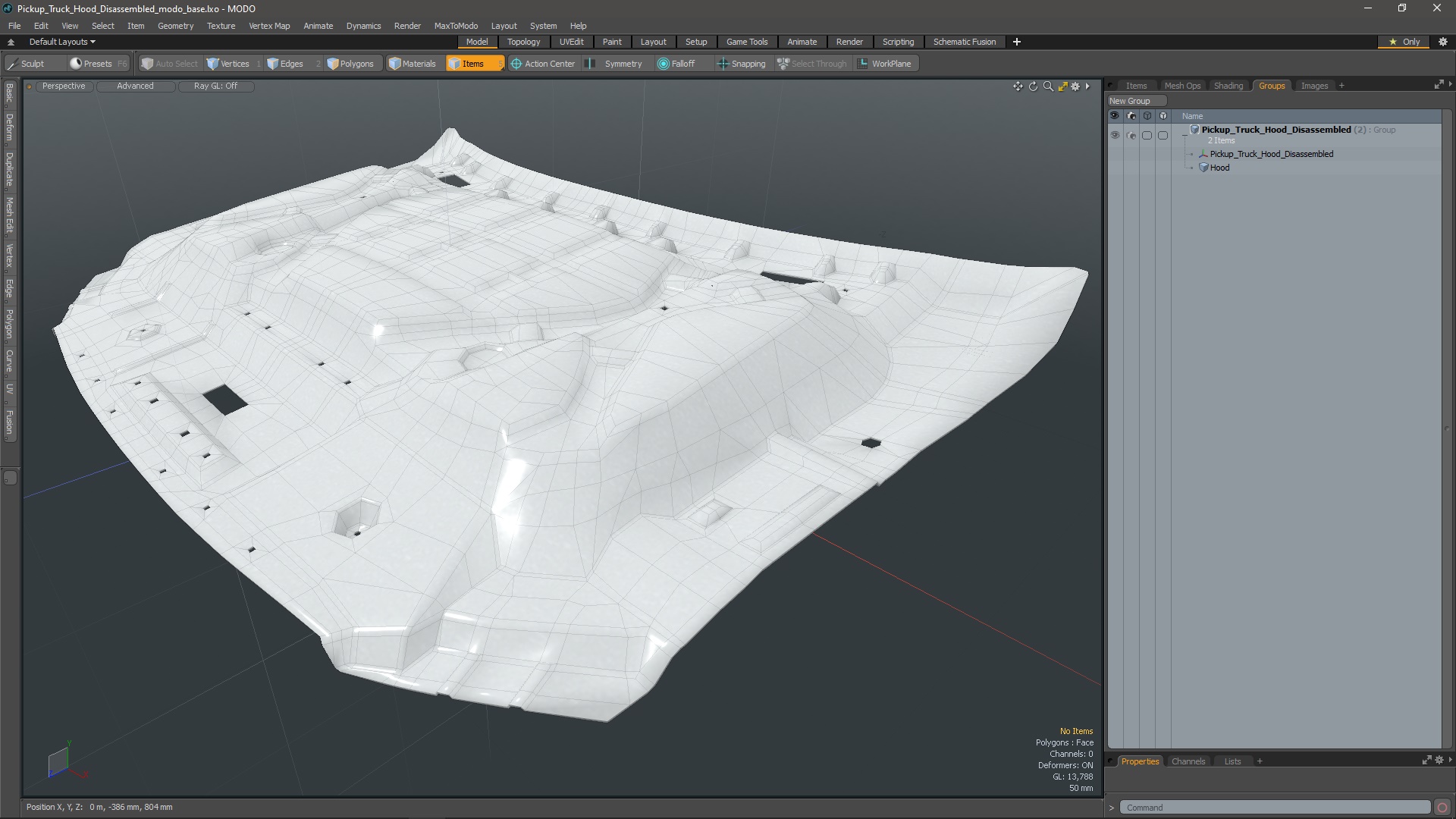 3D model Pickup Truck Hood Disassembled