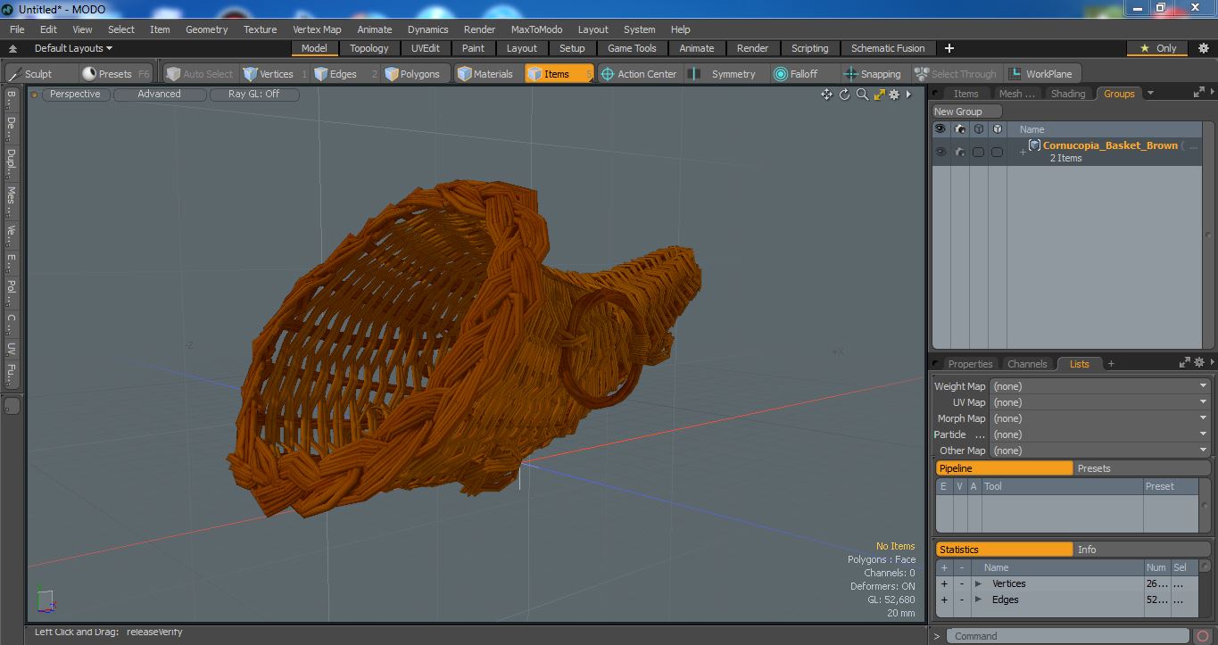 3D Cornucopia Basket Brown model