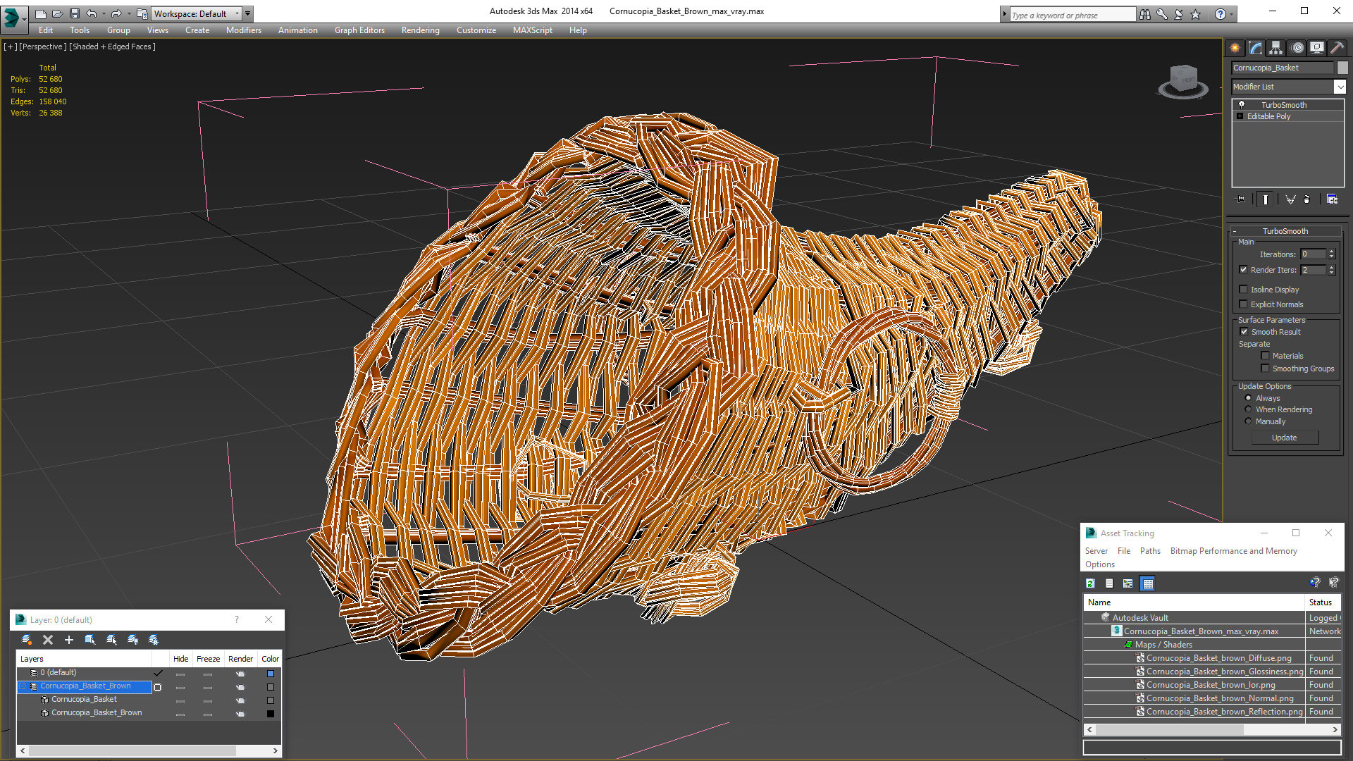 3D Cornucopia Basket Brown model