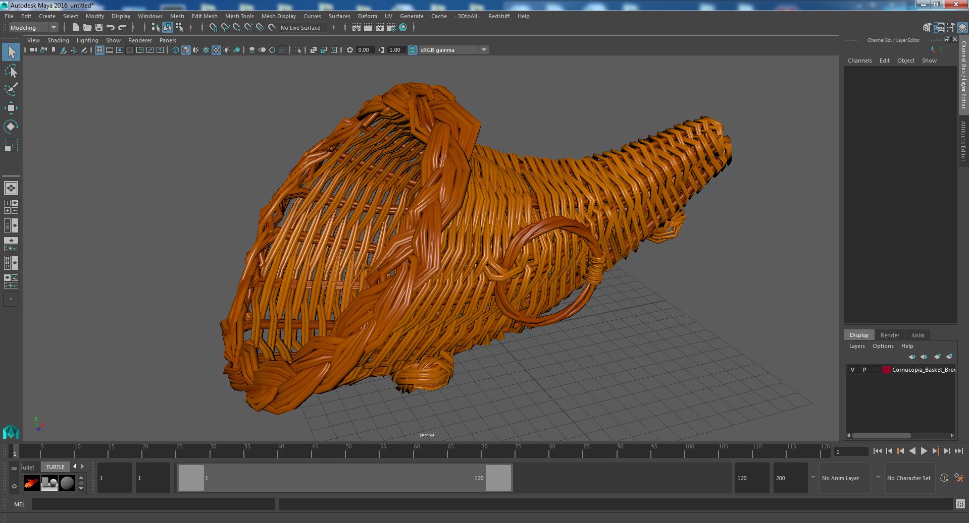 3D Cornucopia Basket Brown model