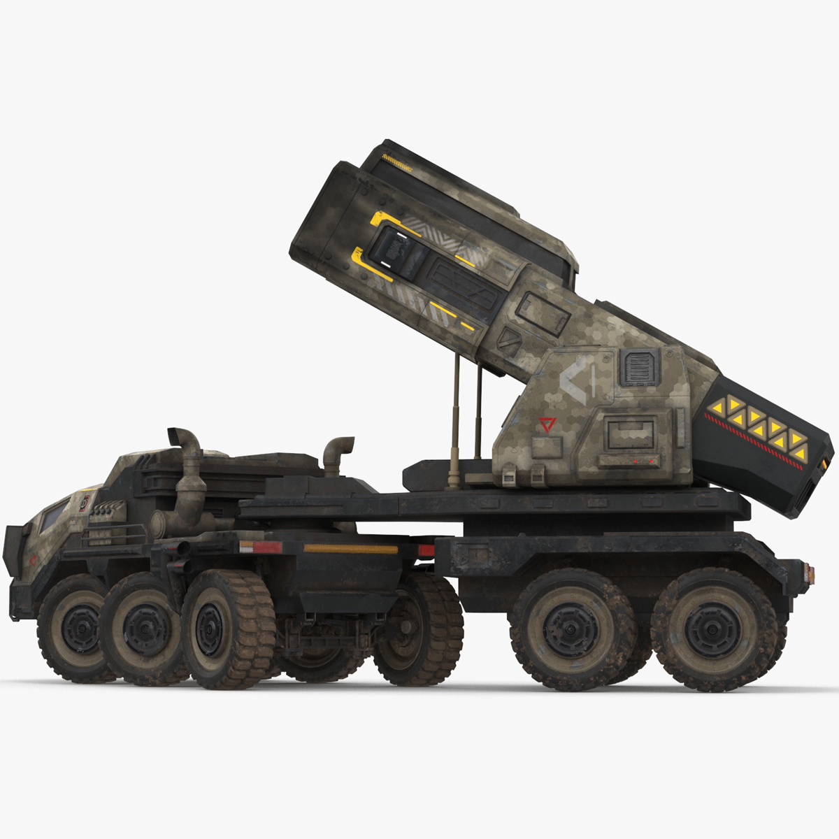 3D model Sci Fi Military Transport Vehicle Dirty Rigged for Maya
