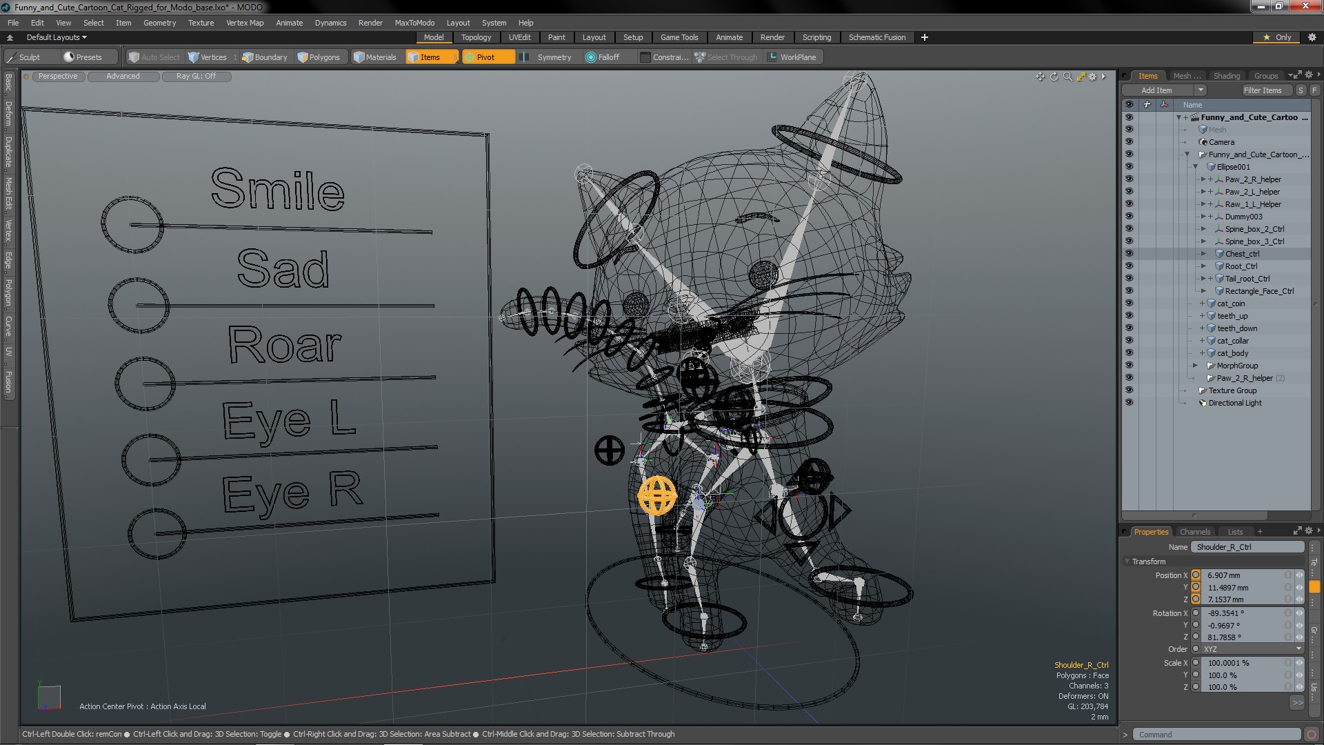 Funny and Cute Cartoon Cat Rigged for Modo 3D