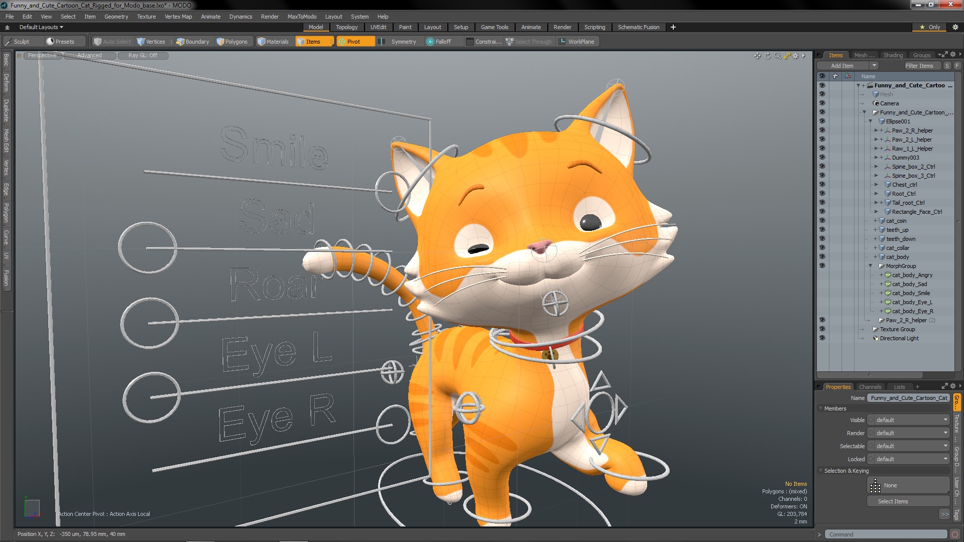 Funny and Cute Cartoon Cat Rigged for Modo 3D