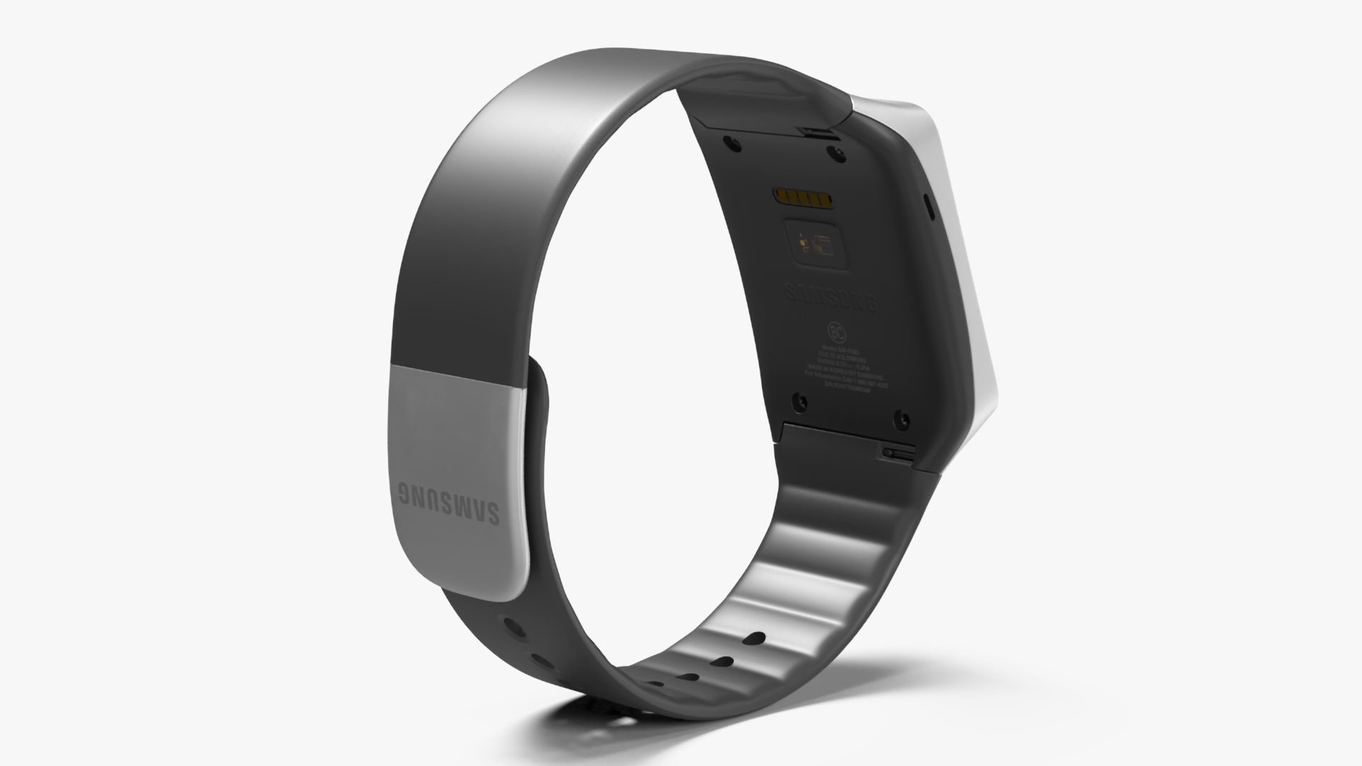 Smartwatch Samsung with Rectangular Face and Silicone Strap 3D model
