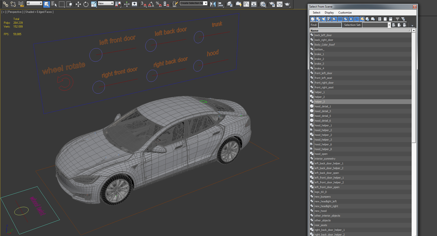 3D Tesla Model S 60 2017 Rigged model