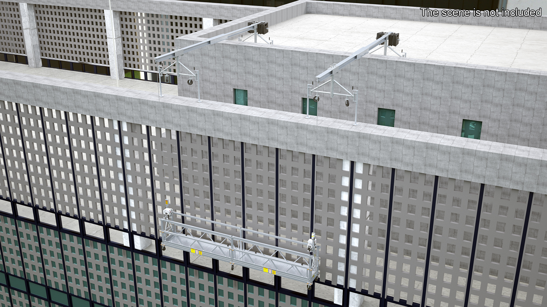 3D Window Cleaning Platform with Fastening to Roof Rigged for Cinema 4D model