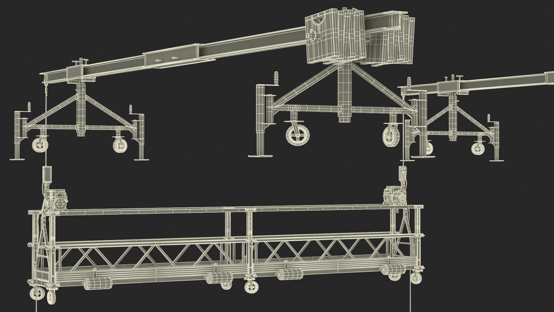 3D Window Cleaning Platform with Fastening to Roof Rigged for Cinema 4D model