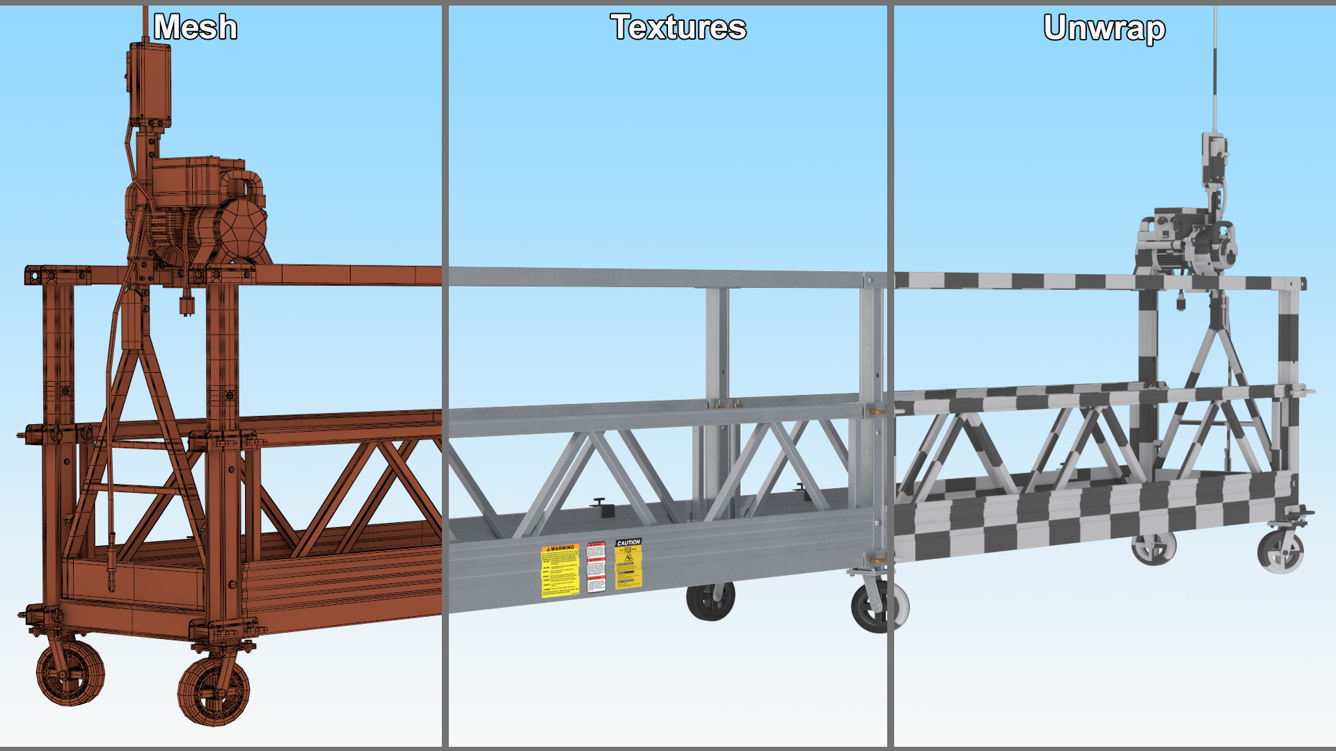 3D Window Cleaning Platform with Fastening to Roof Rigged for Cinema 4D model