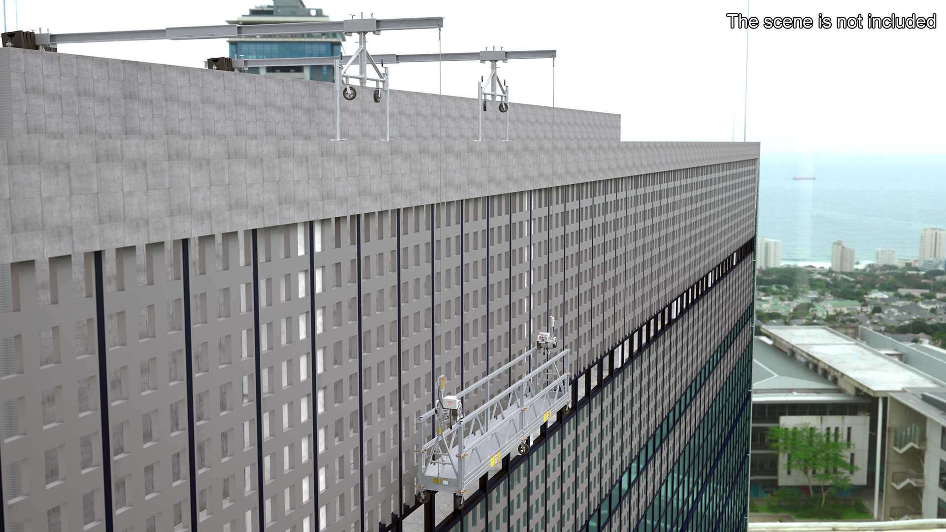 3D Window Cleaning Platform with Fastening to Roof Rigged for Cinema 4D model