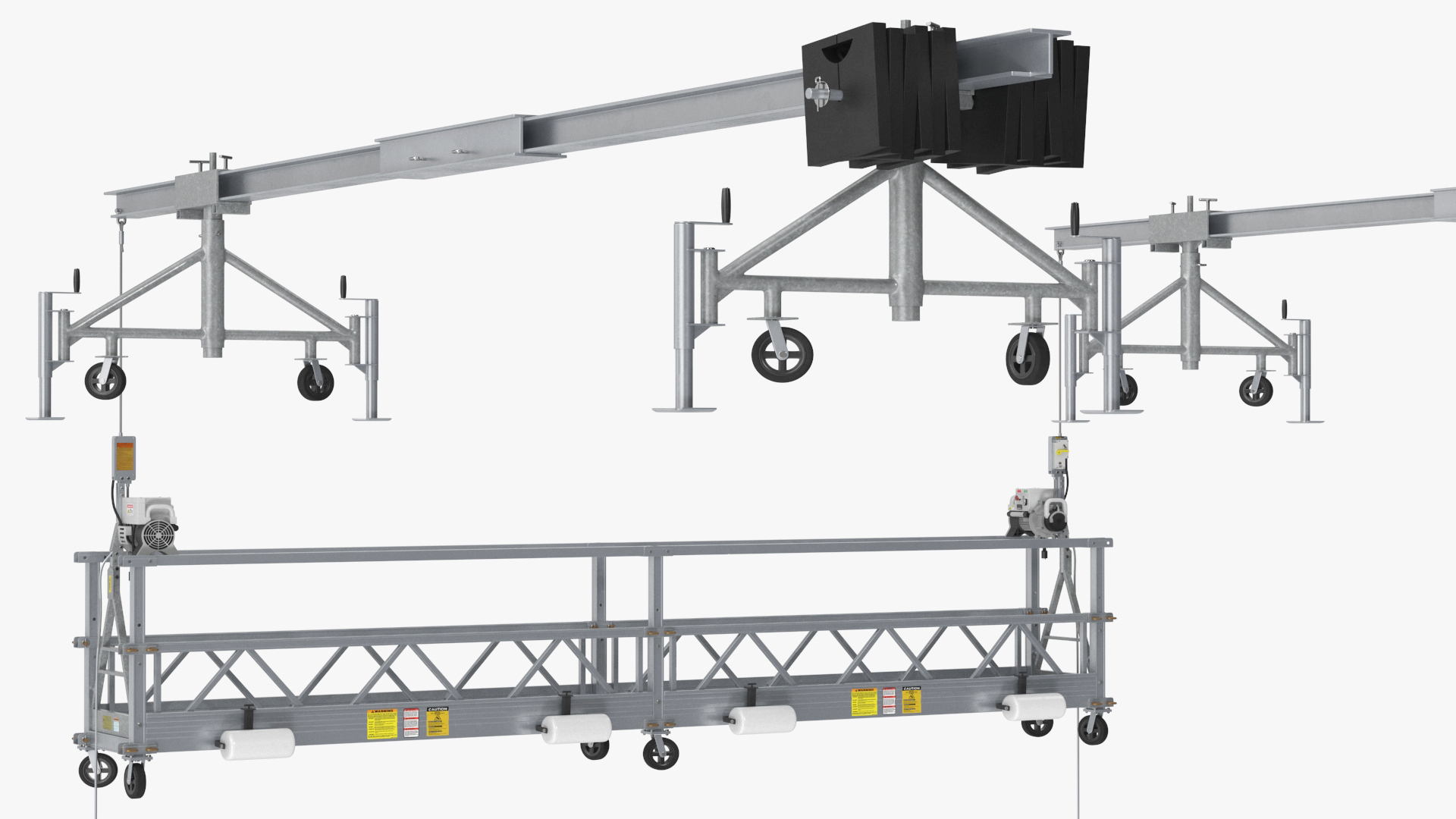 3D Window Cleaning Platform with Fastening to Roof Rigged for Cinema 4D model