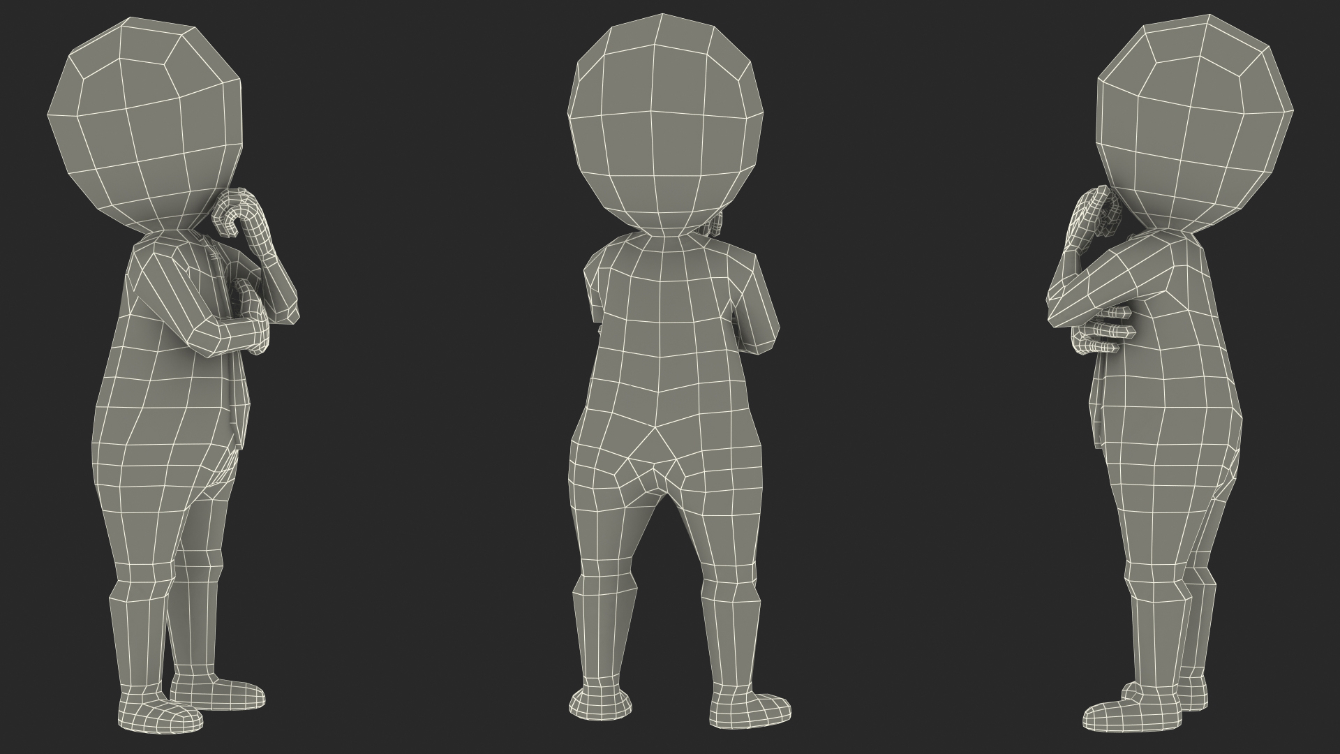 3D model Thinking Stickman With Red Tie