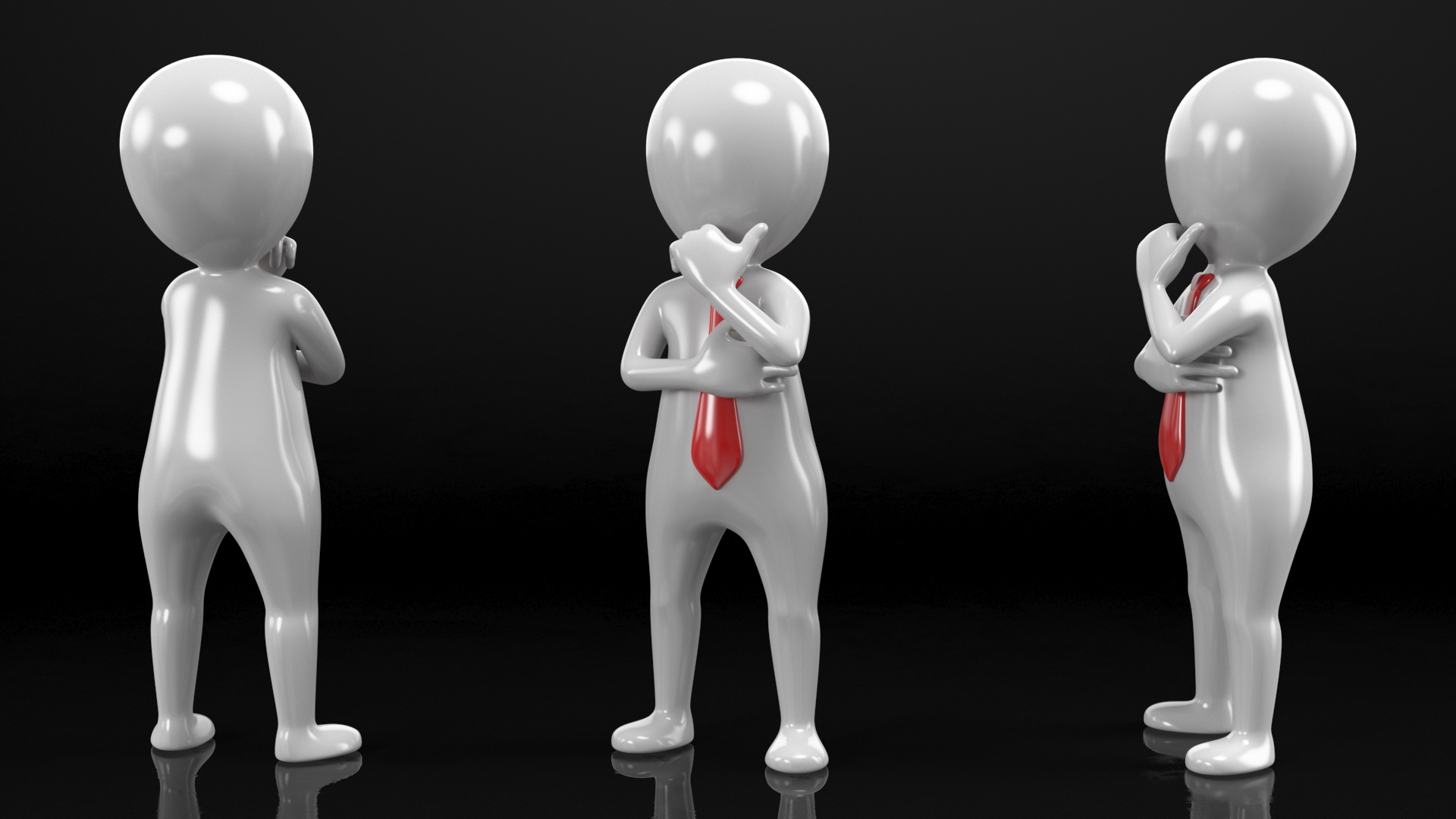 3D model Thinking Stickman With Red Tie