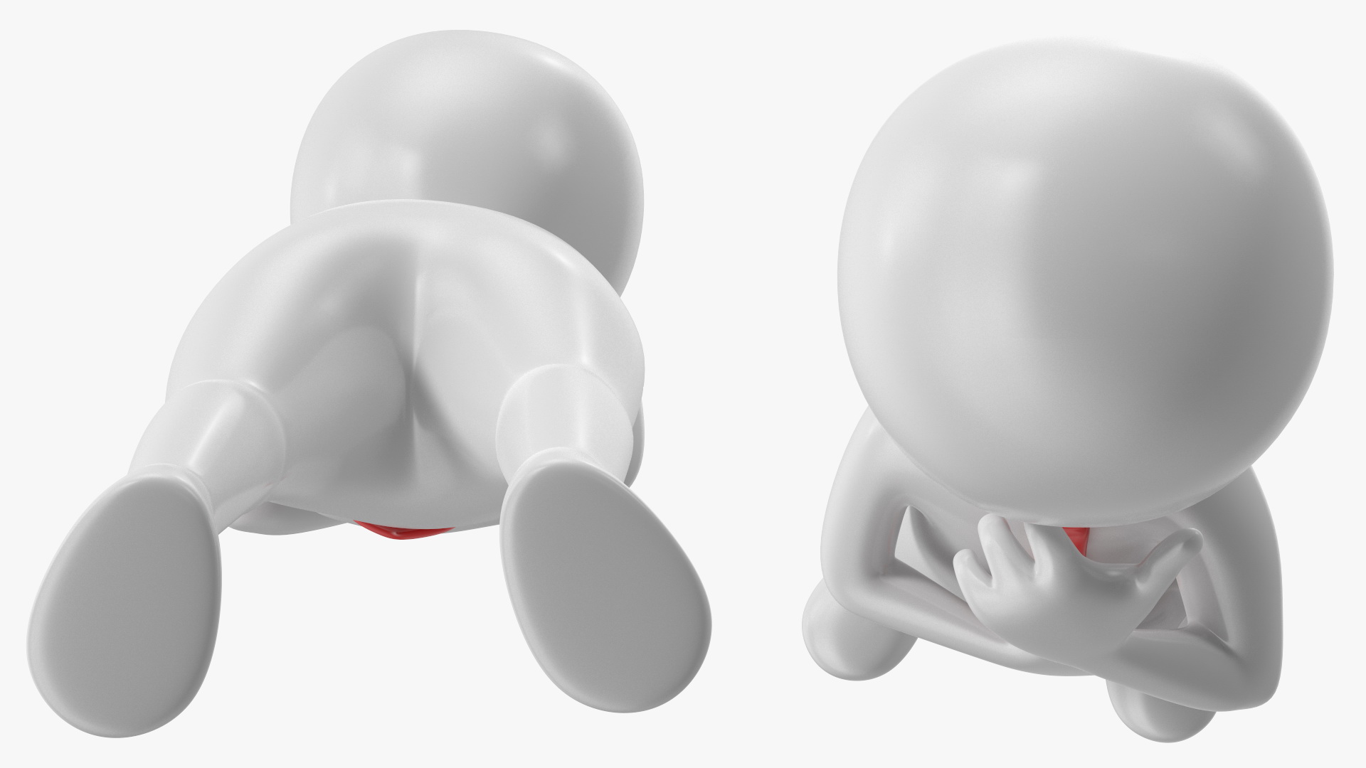 3D model Thinking Stickman With Red Tie