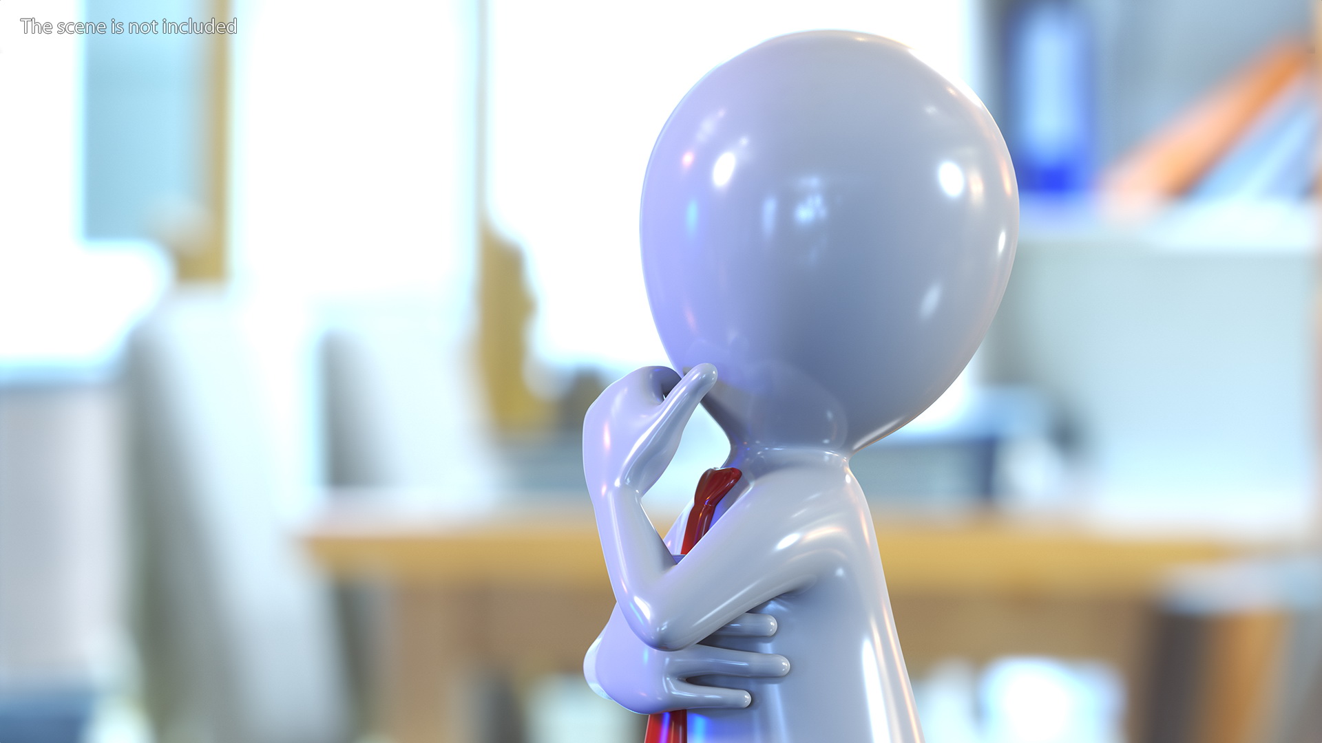 3D model Thinking Stickman With Red Tie