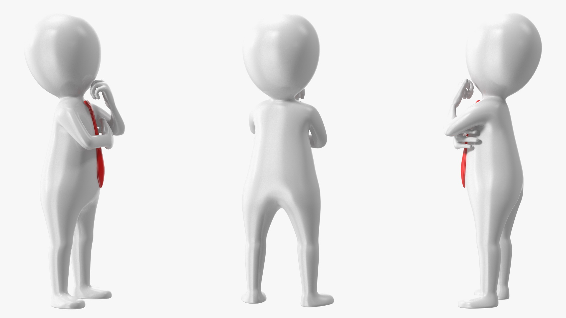 3D model Thinking Stickman With Red Tie