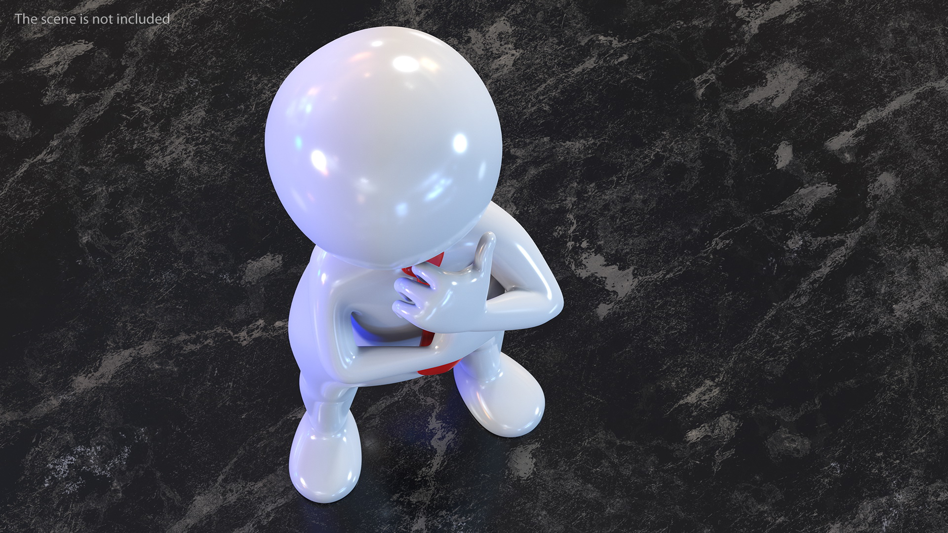 3D model Thinking Stickman With Red Tie