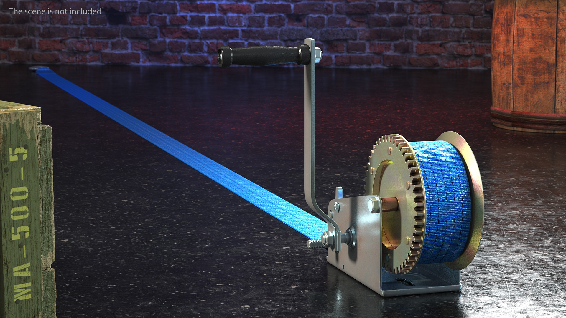Heavy Duty Hand Winch with Polyester Strap 3D