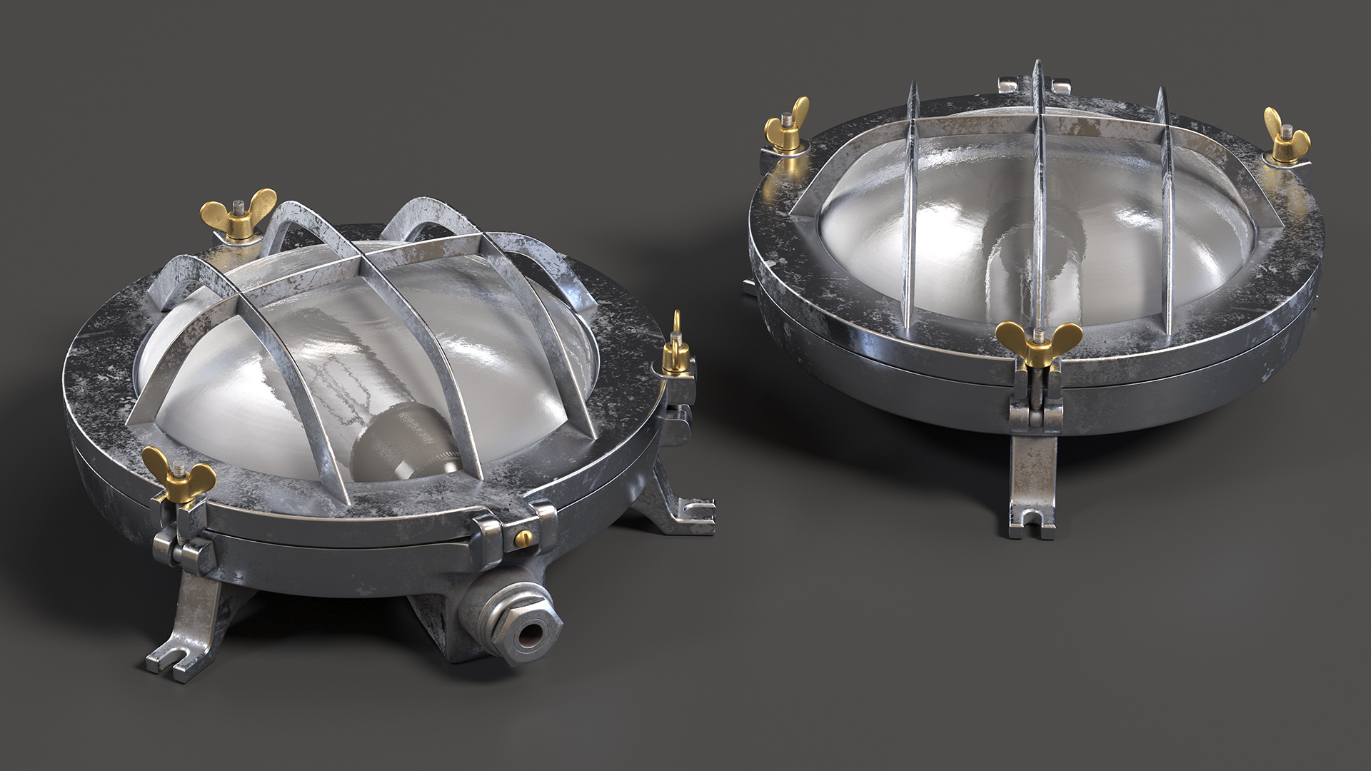 3D model Outdoor Bulkhead Round Lamp Steel with Clear Glass