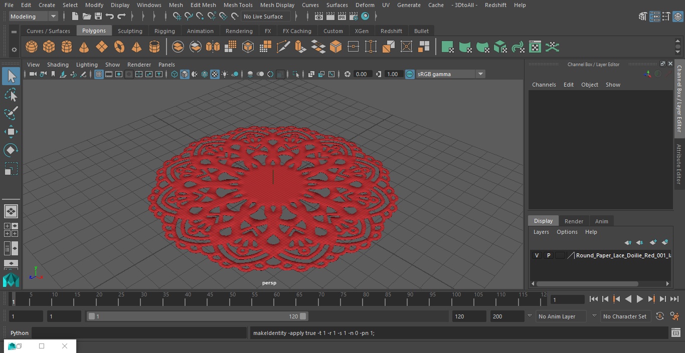 Round Paper Lace Doilie Red 3D