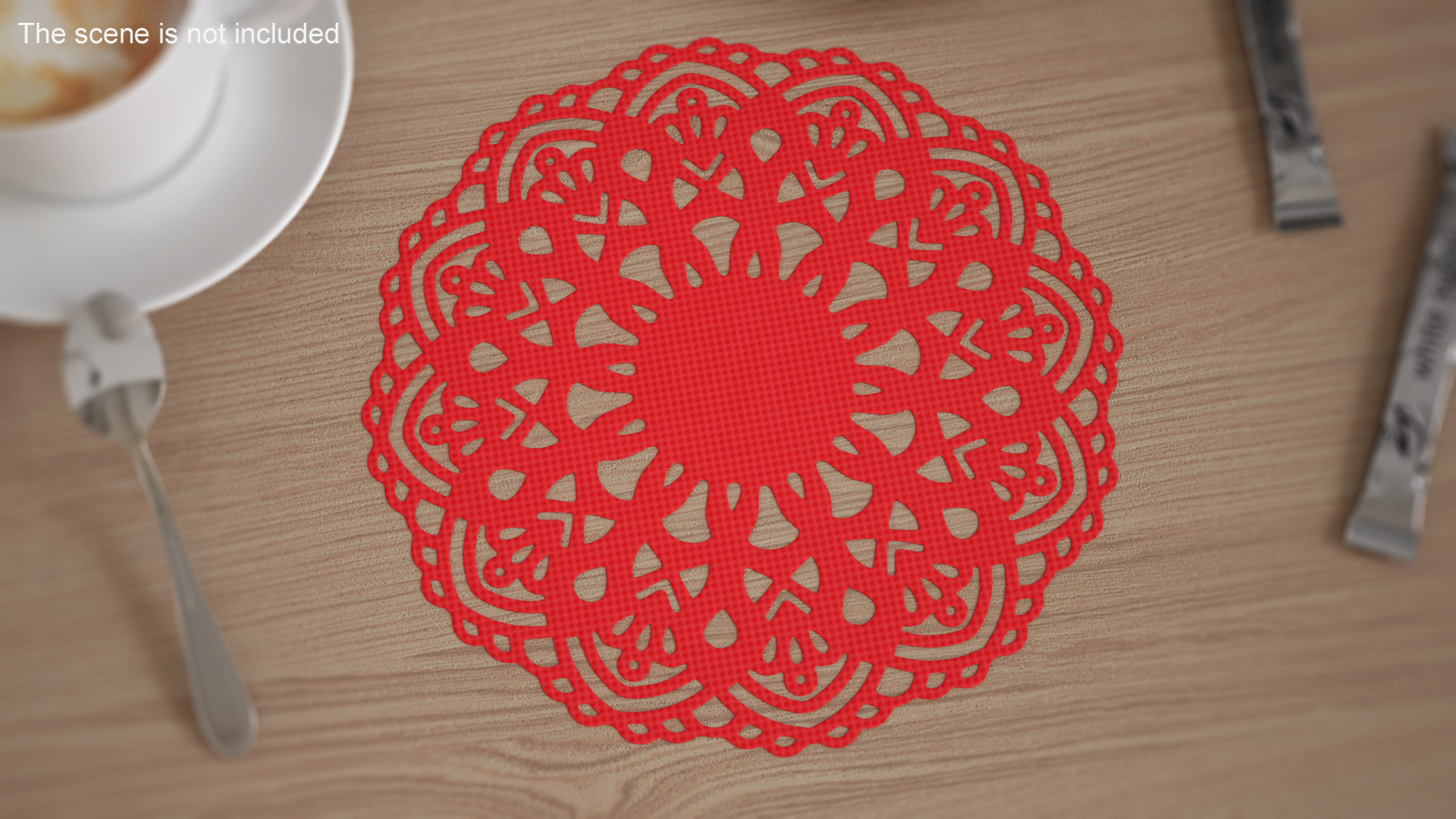 Round Paper Lace Doilie Red 3D