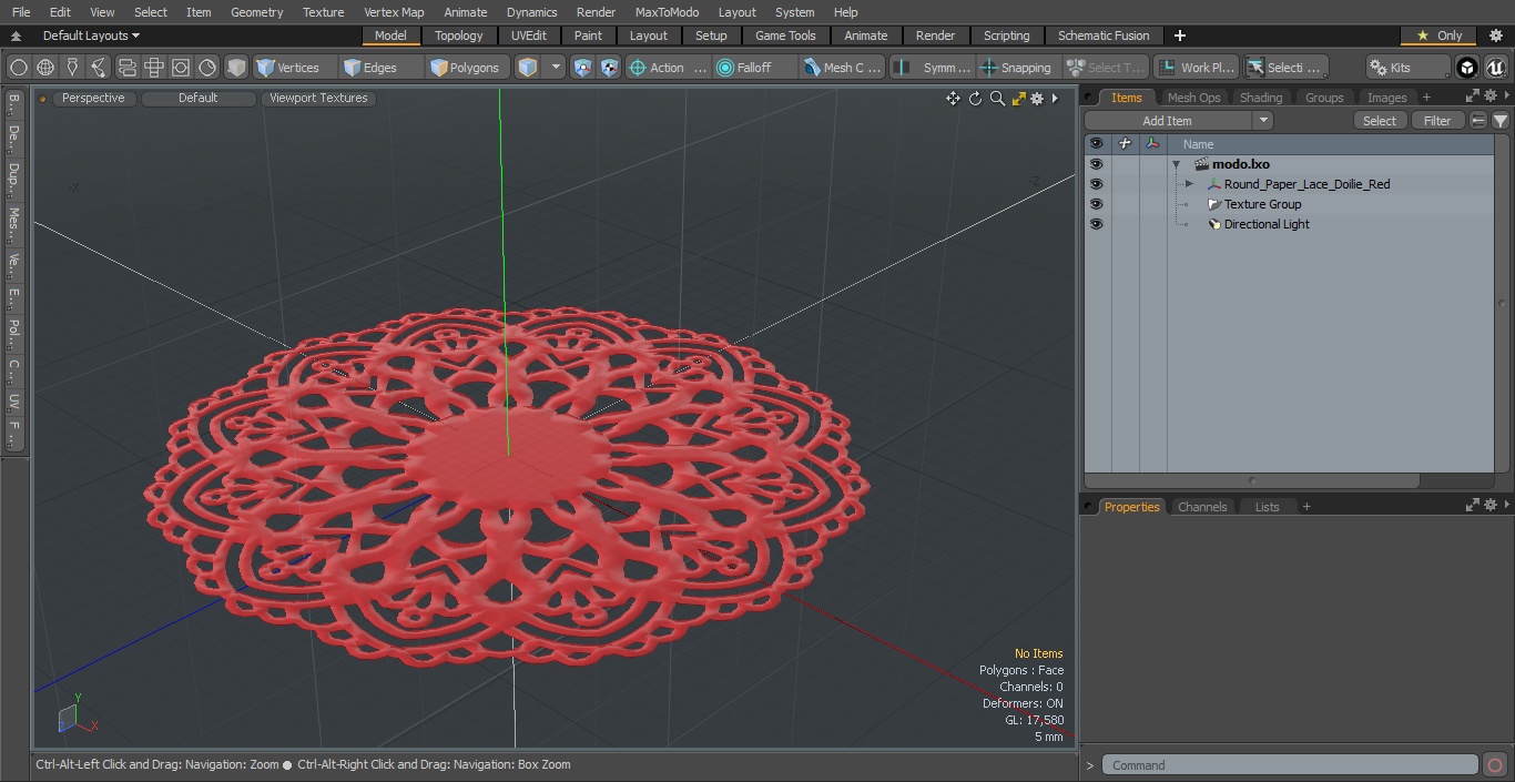 Round Paper Lace Doilie Red 3D