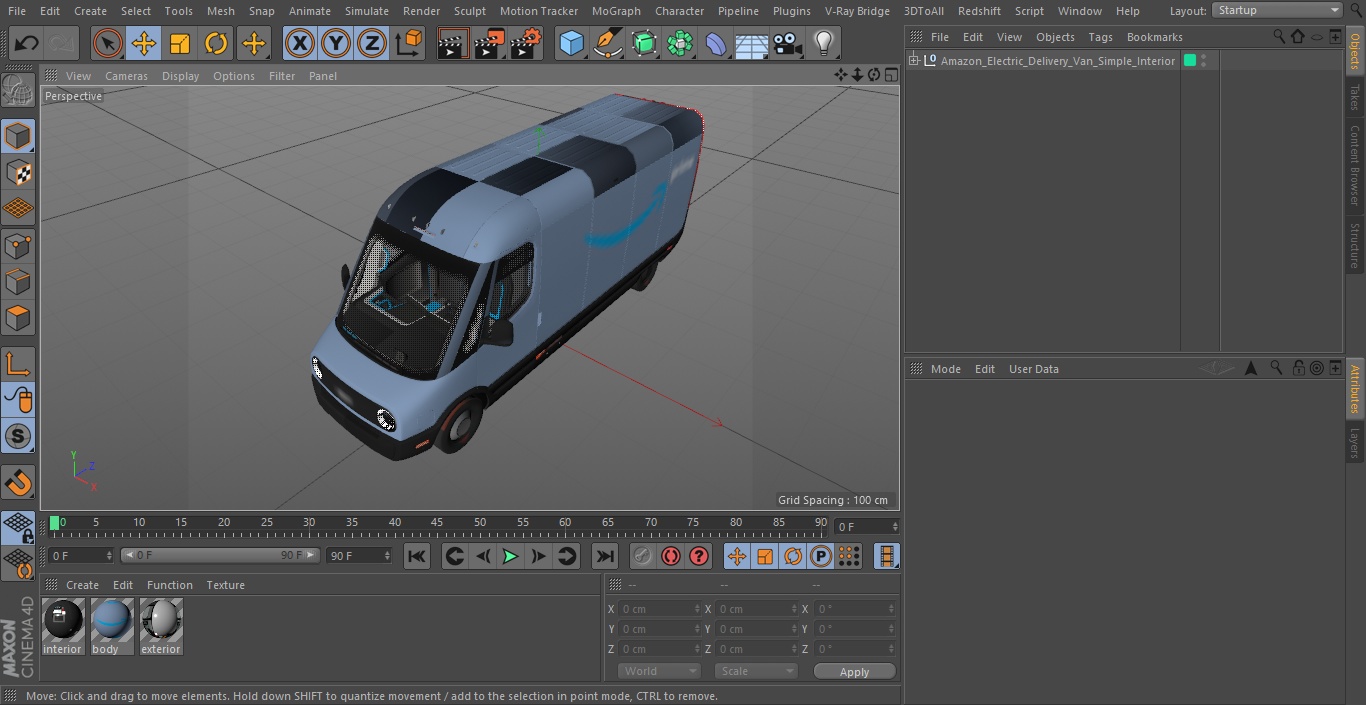 Amazon Electric Delivery Van Simple Interior 3D model