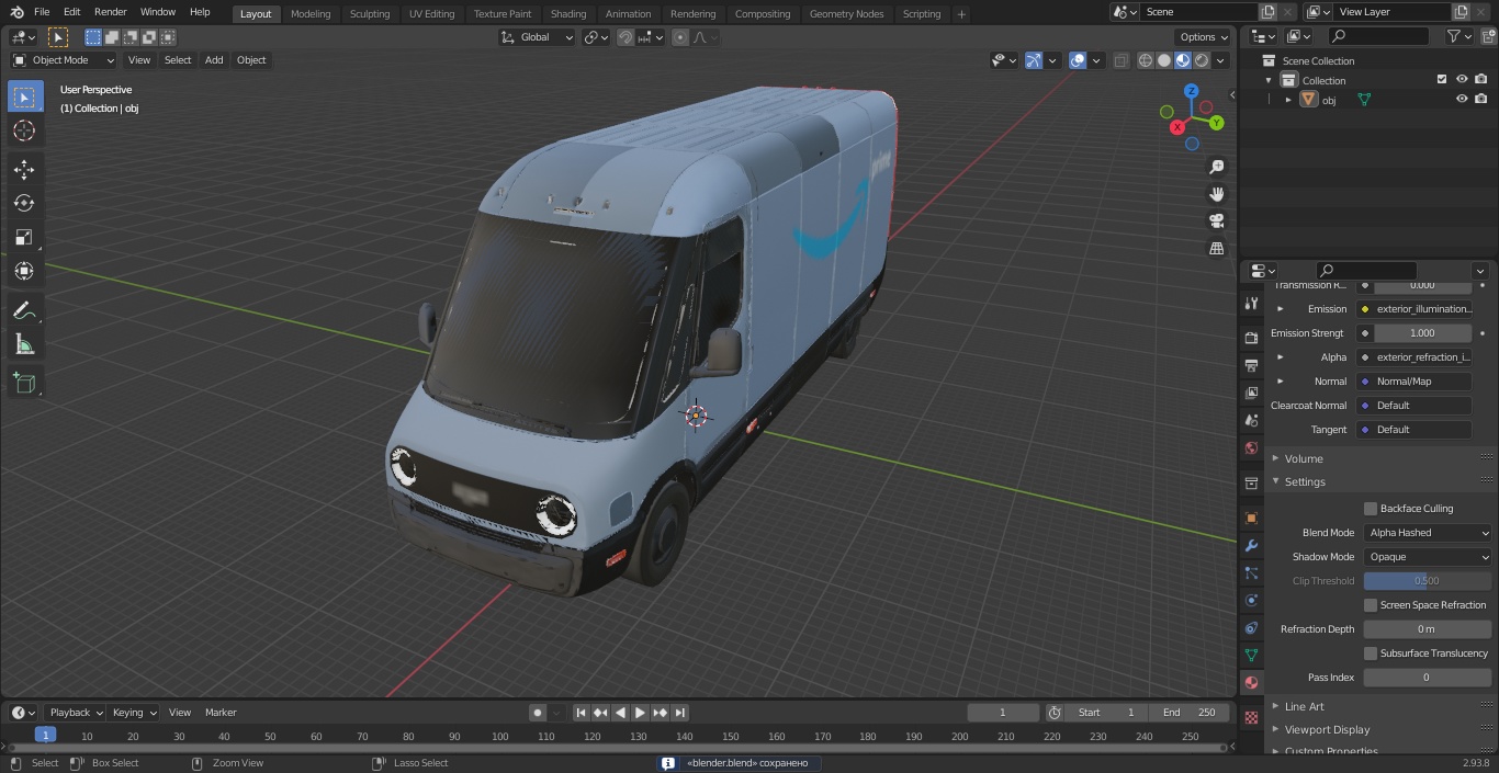Amazon Electric Delivery Van Simple Interior 3D model